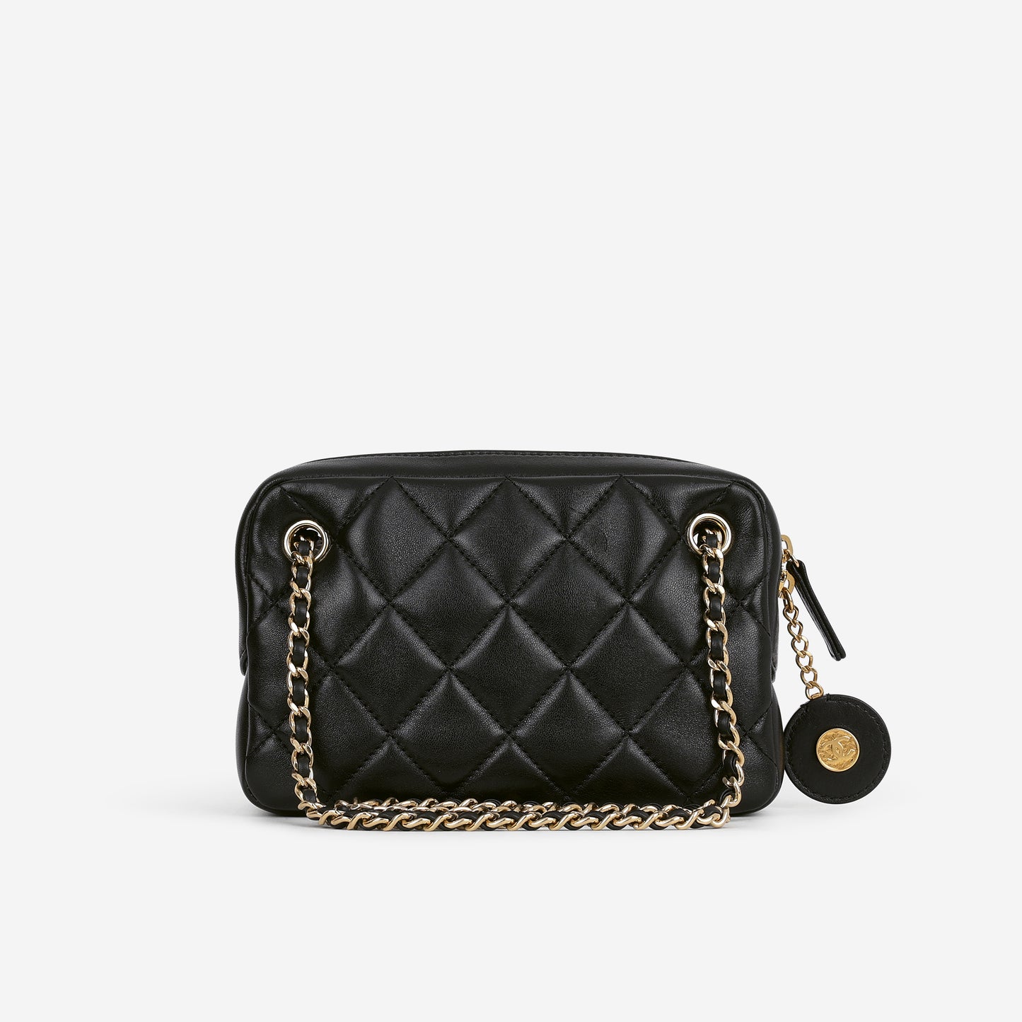 Chanel Mini Camera Case - Black Shiny Lambskin | Gold Hardware