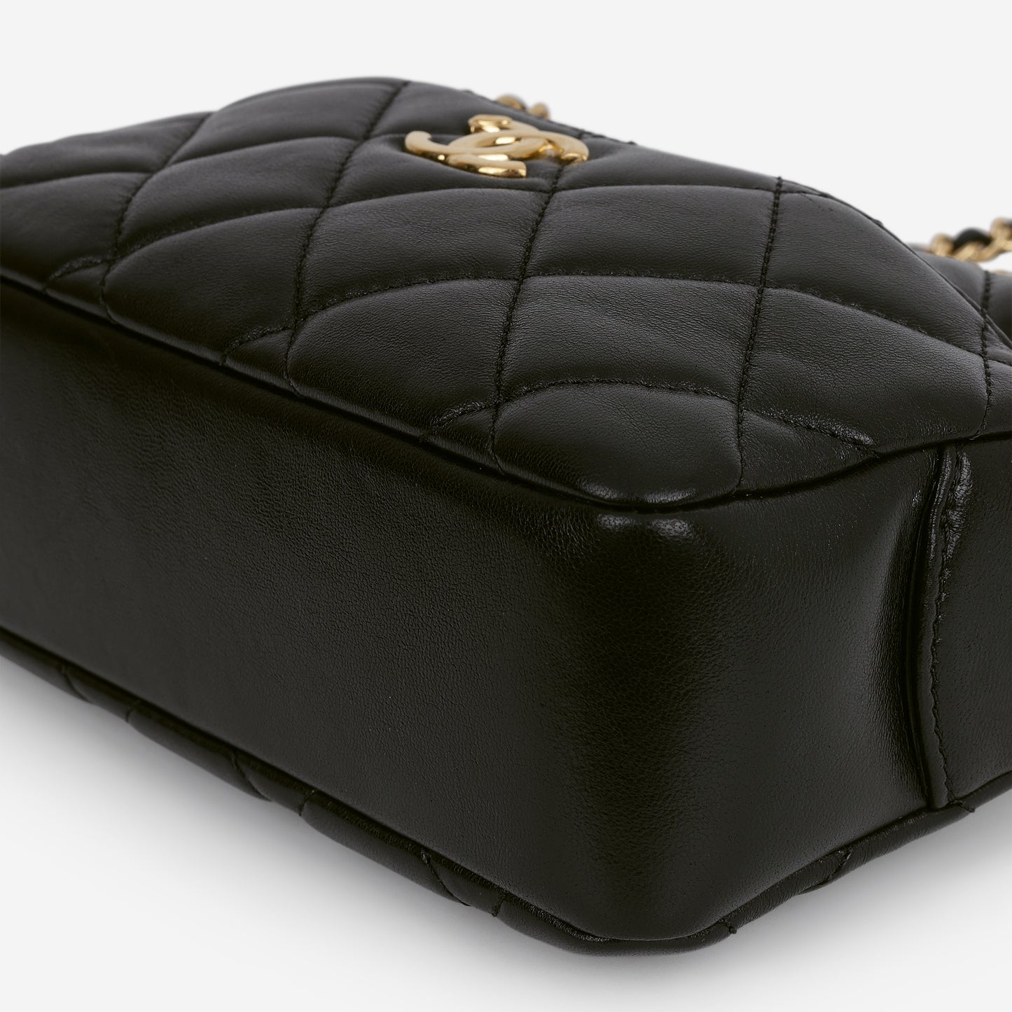 Chanel Mini Camera Case - Black Shiny Lambskin | Gold Hardware