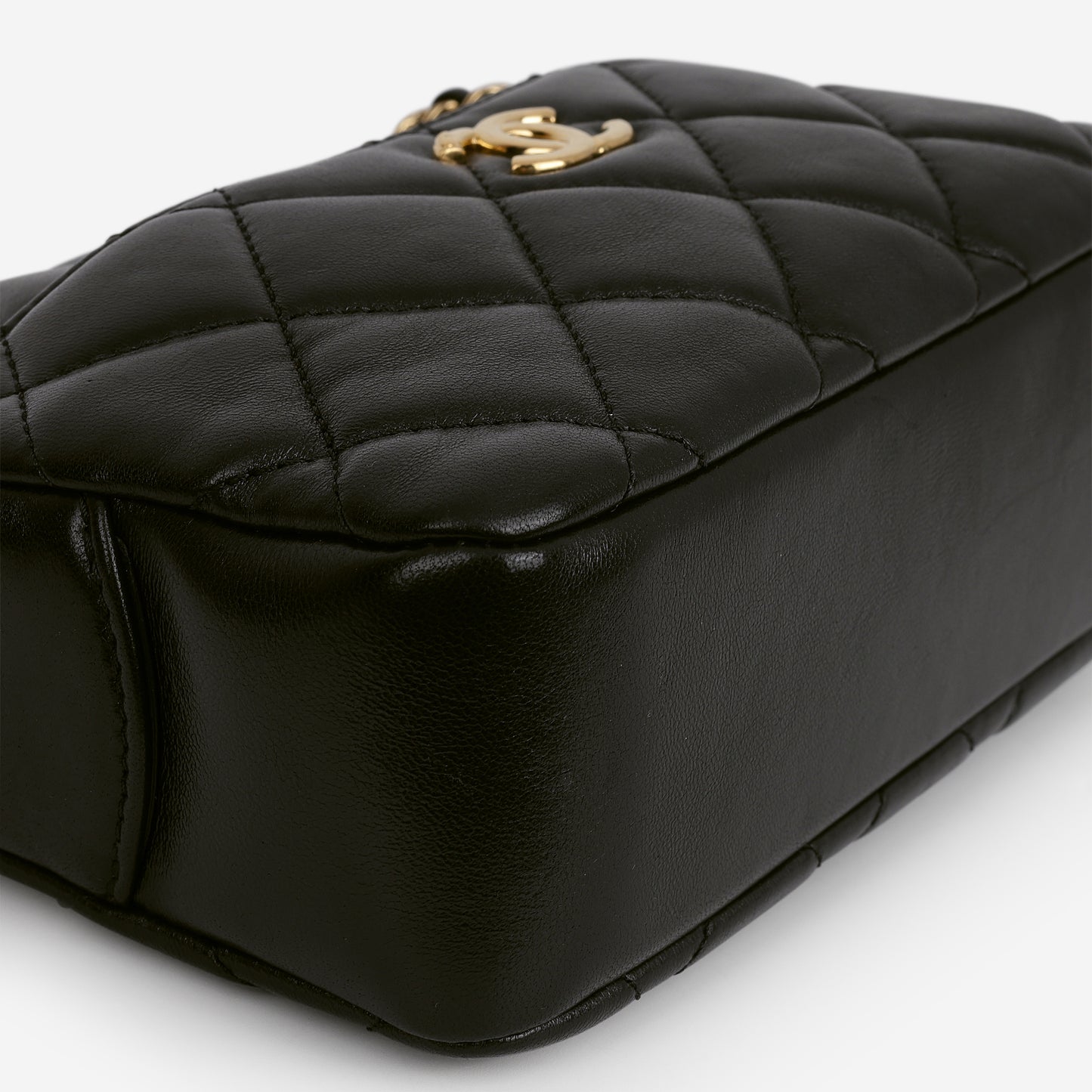 Chanel Mini Camera Case - Black Shiny Lambskin | Gold Hardware