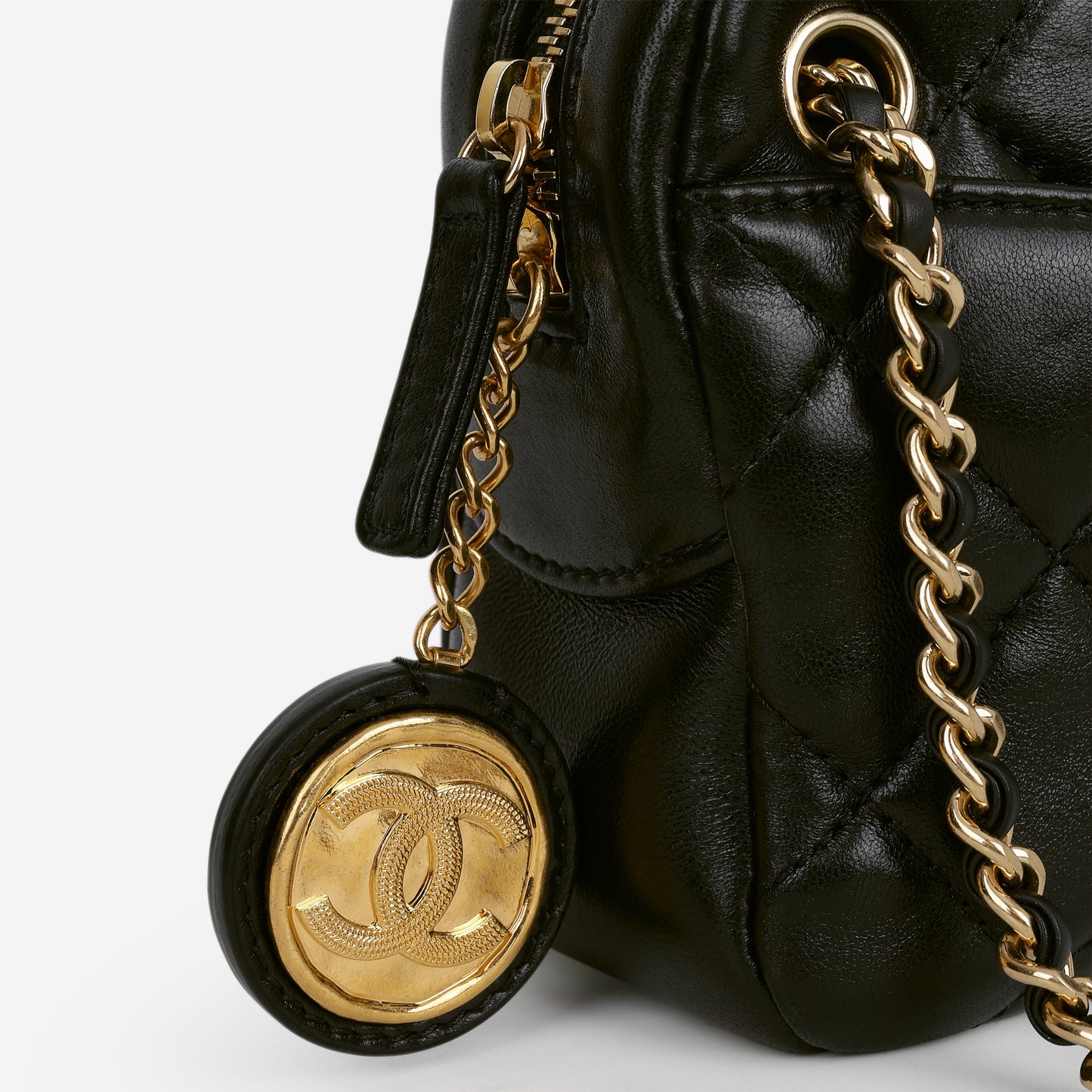 Chanel Mini Camera Case - Black Shiny Lambskin | Gold Hardware