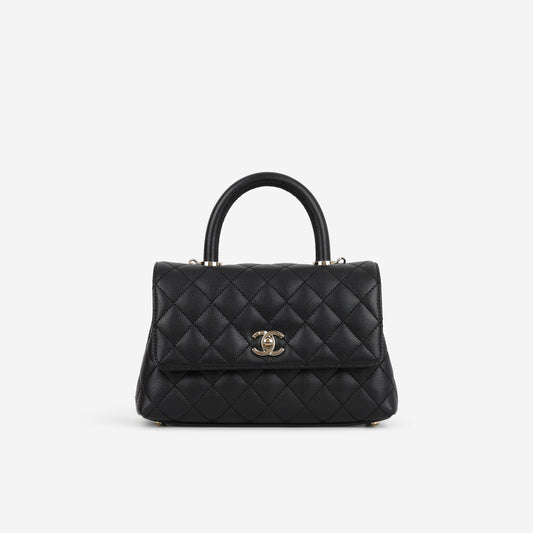 Chanel Small Coco Handle - Black Caviar | Champagne Gold Hardware