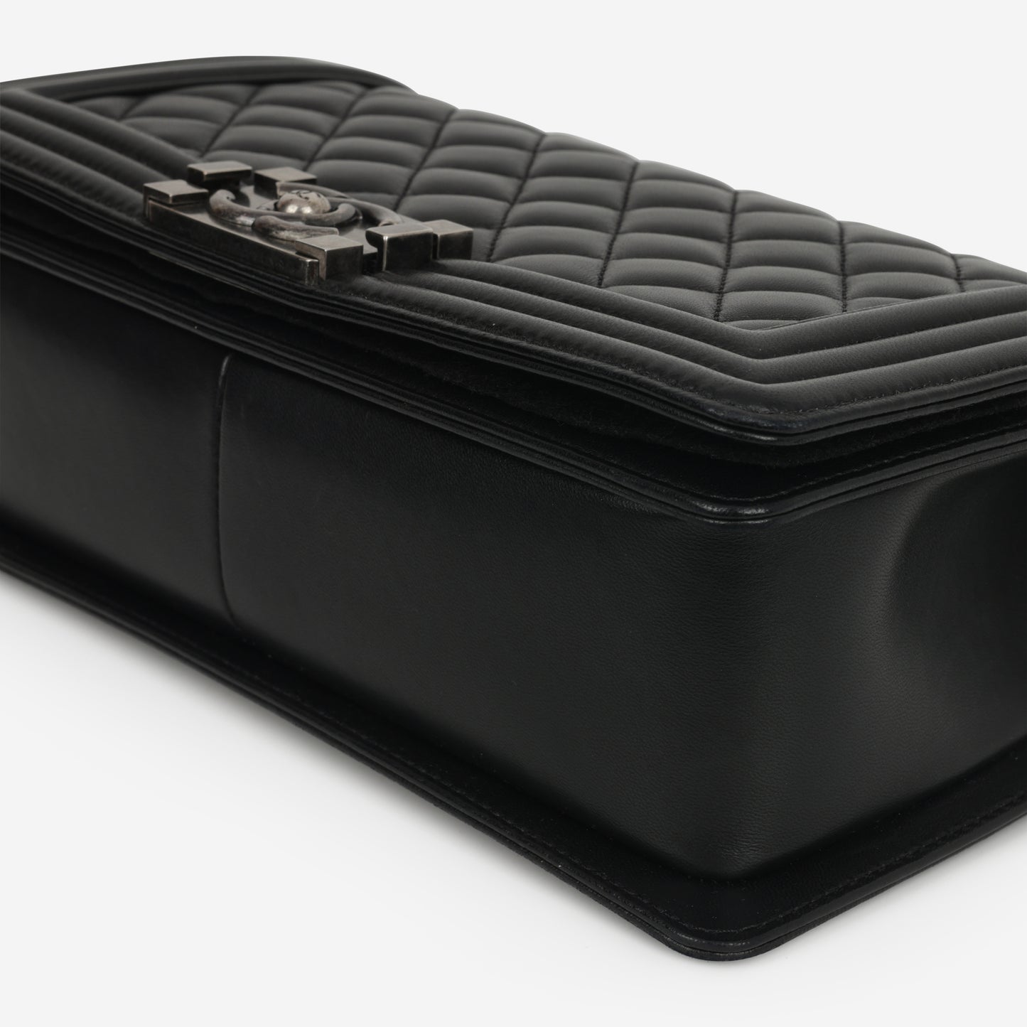 Chanel Old Medium Boy Bag - Black Lambskin | Ruthenium Hardware