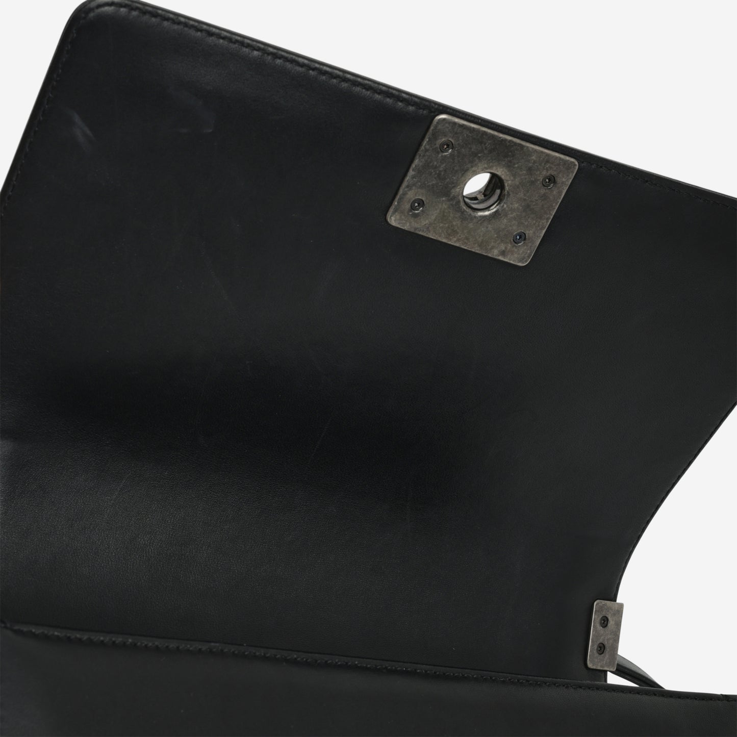 Chanel Old Medium Boy Bag - Black Lambskin | Ruthenium Hardware