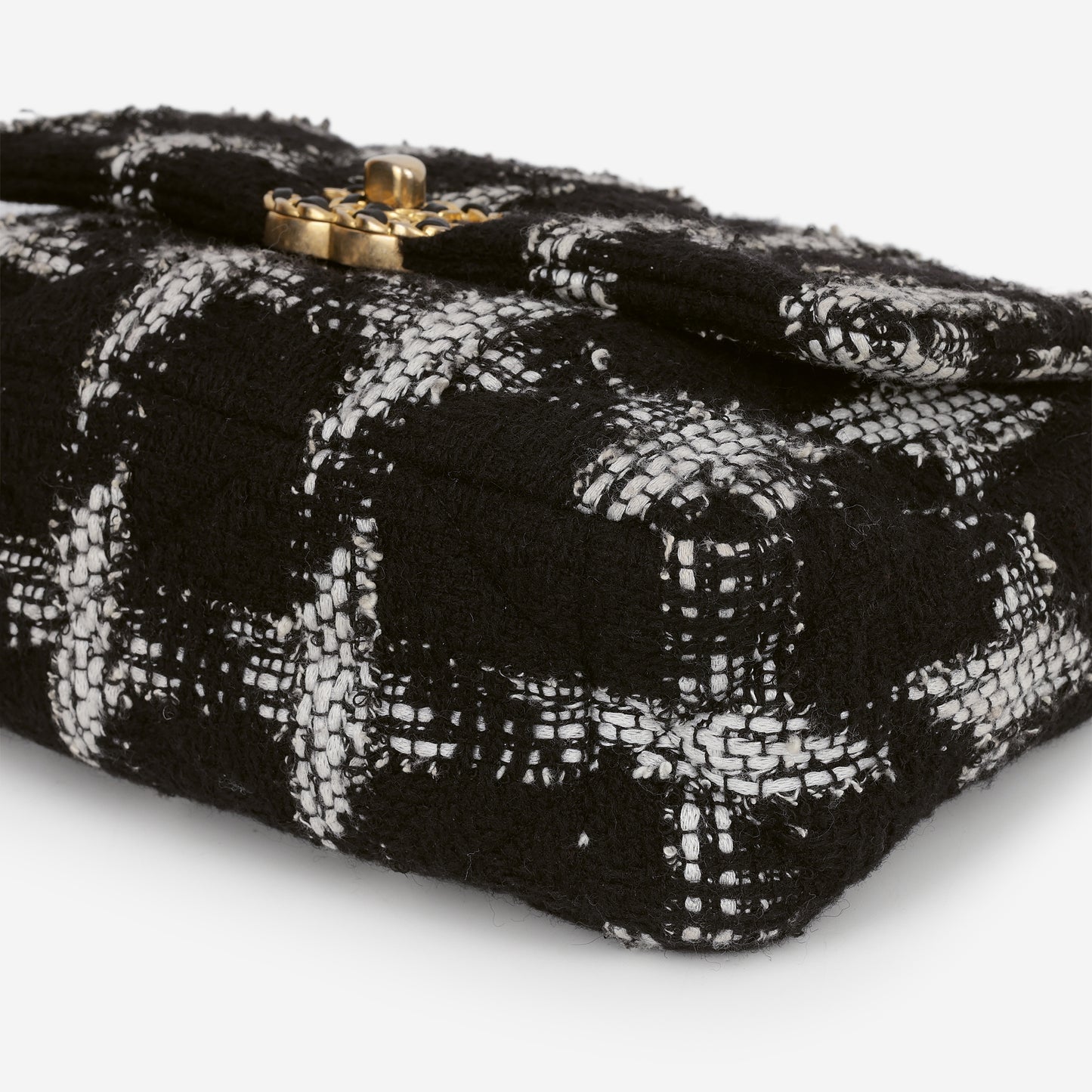 Chanel Small 19 Flap Bag - Black/White Houndstooth Tweed | Gold & Silver Hardware
