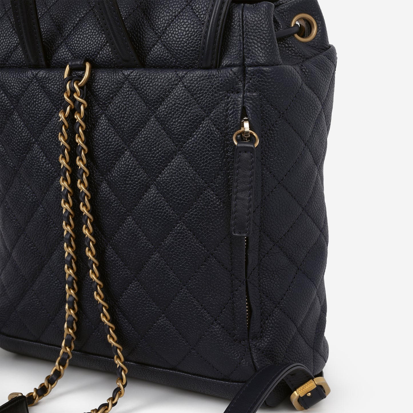 Chanel Filigree CC Backpack - Navy Caviar | Aged Gold Hardware