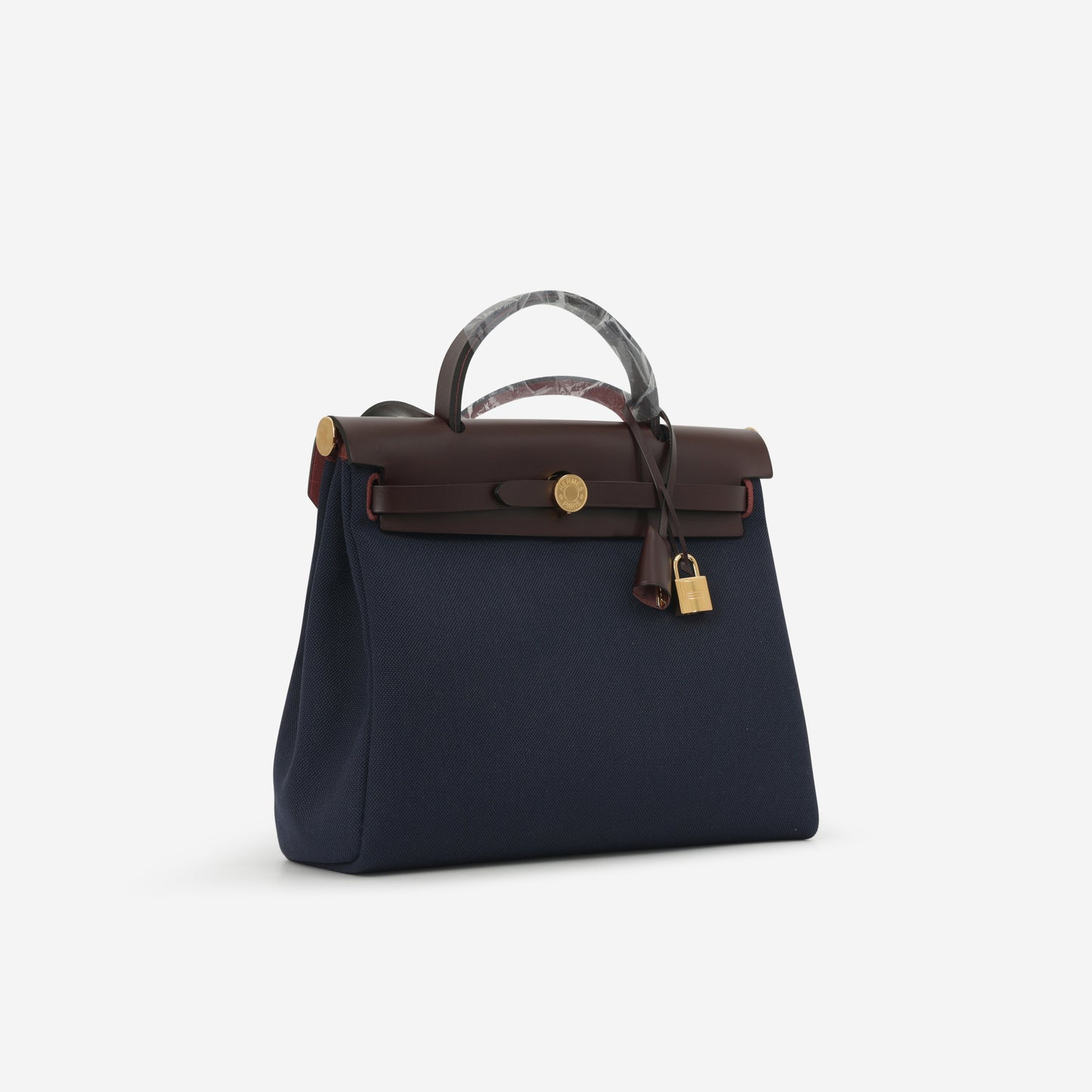 Hermès Herbag 31 - Bleu Marine Canvas / Rouge Sellier Hunter | Gold Hardware