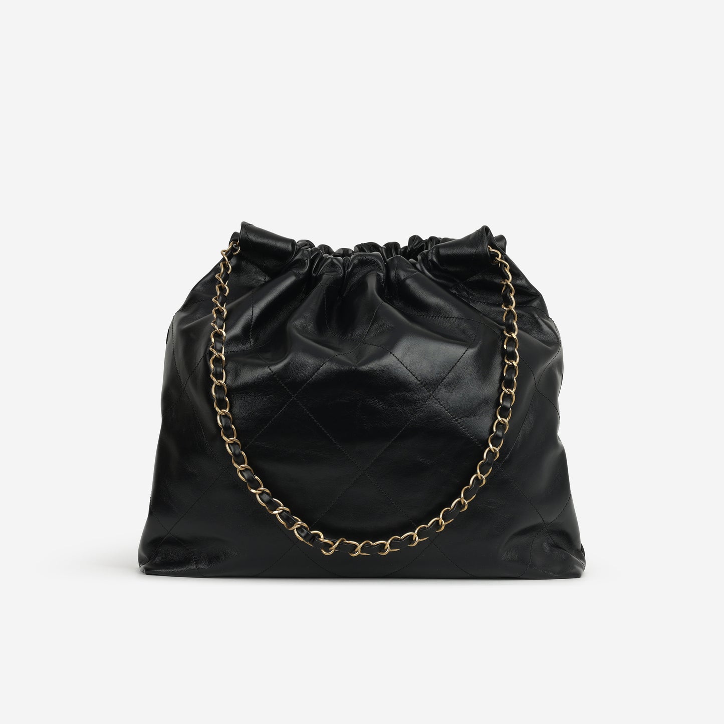 Chanel Medium 22 Hobo - Black Shiny Calfskin | Aged Gold Hardware