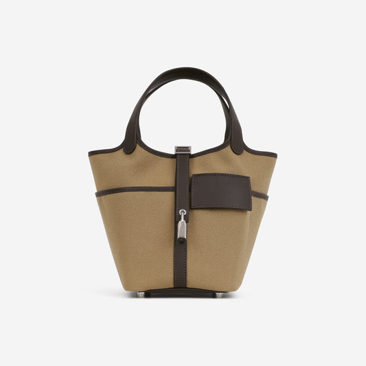 Hermès Picotin 18 Cargo - Mousse Canvas / Bai Brun Swift | Palladium Hardware