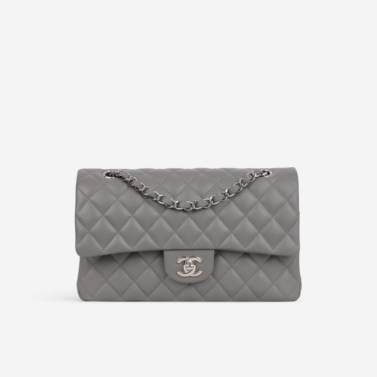 Chanel Medium Classic Flap - Grey Caviar | Silver Hardware