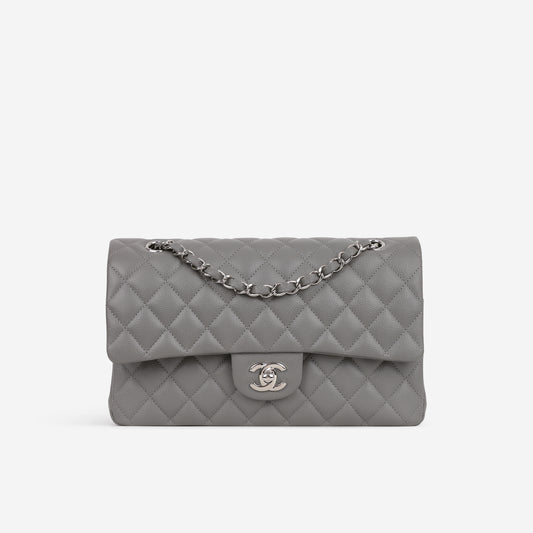 Chanel Medium Classic Flap - Grey Caviar | Silver Hardware