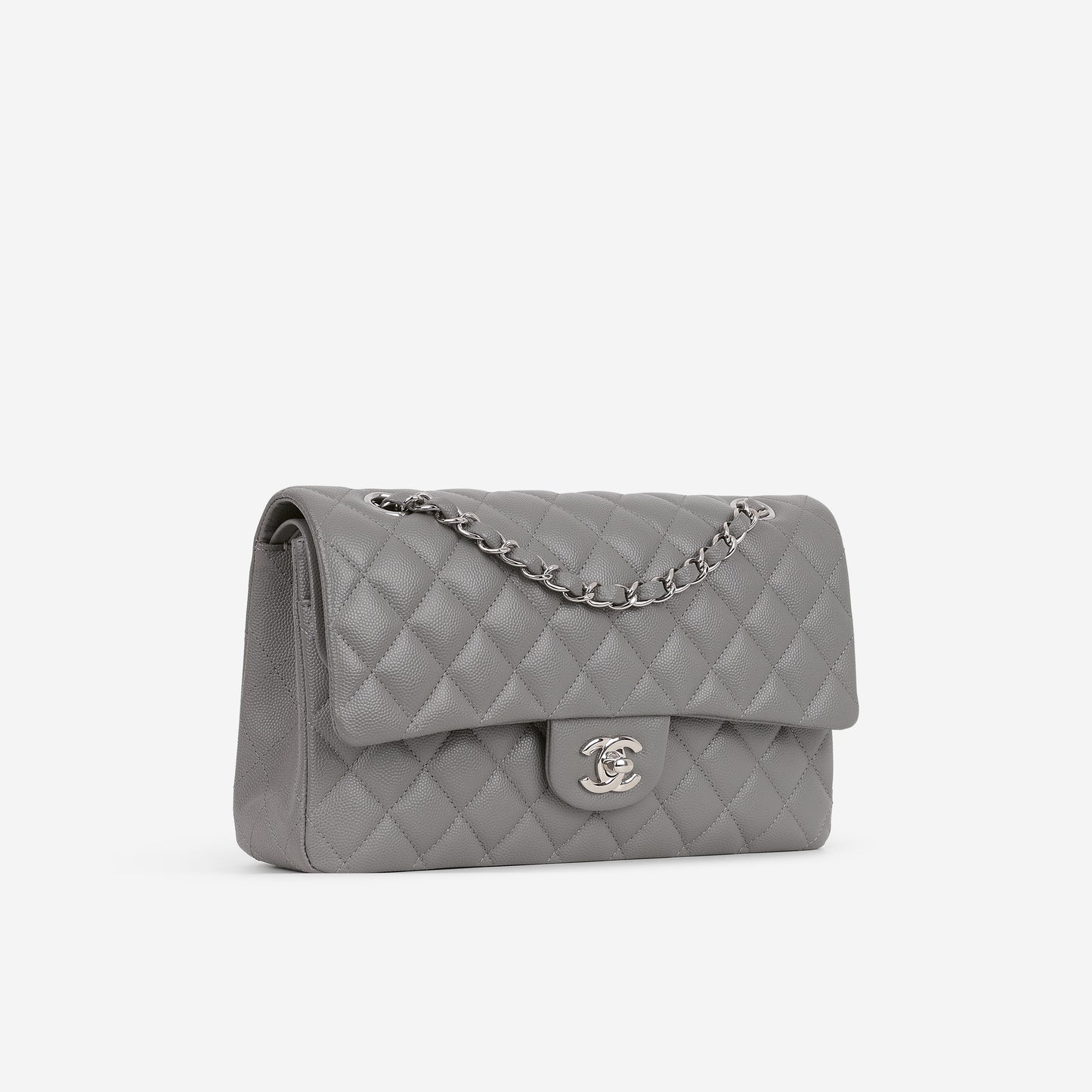 Chanel Medium Classic Flap - Grey Caviar | Silver Hardware