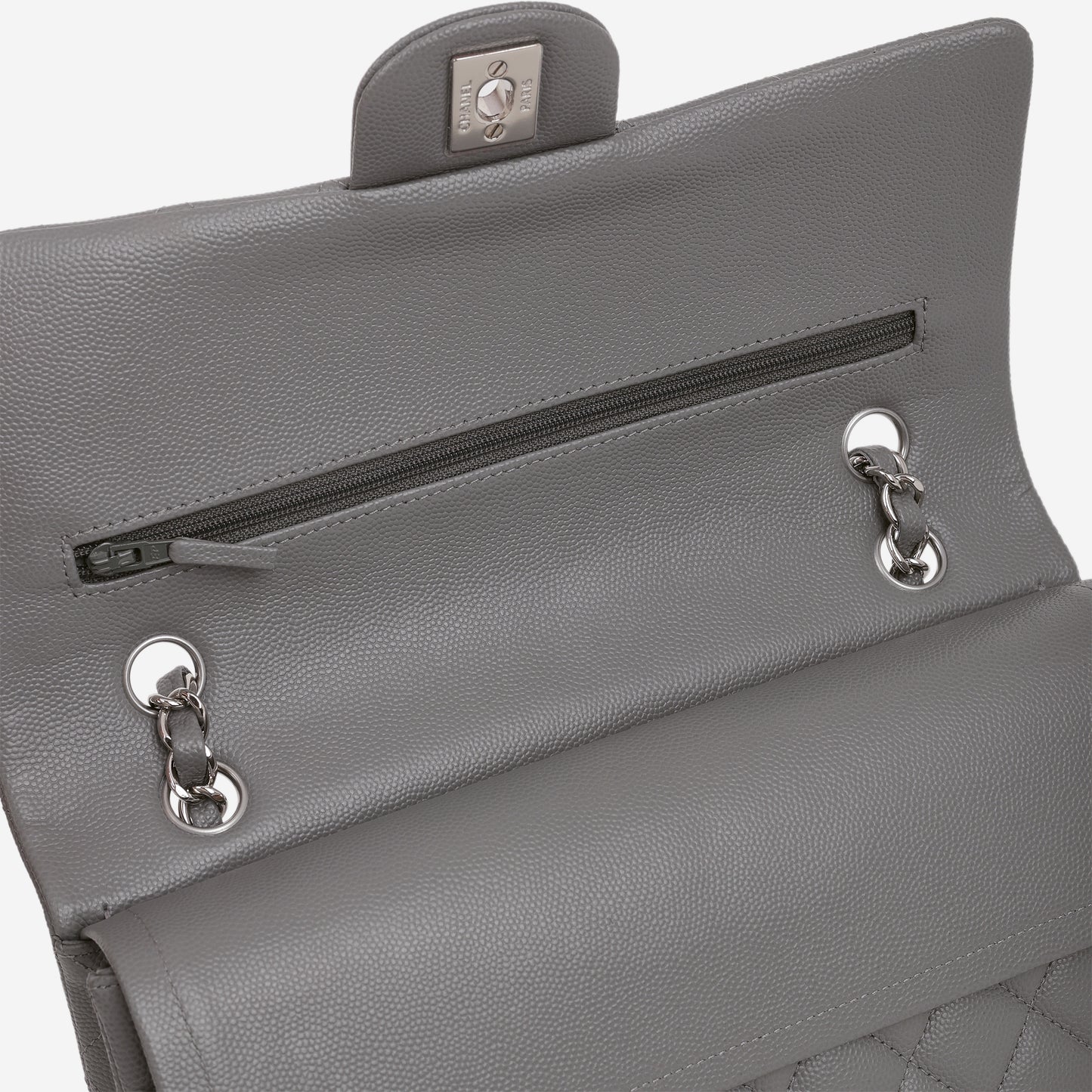 Chanel Medium Classic Flap - Grey Caviar | Silver Hardware