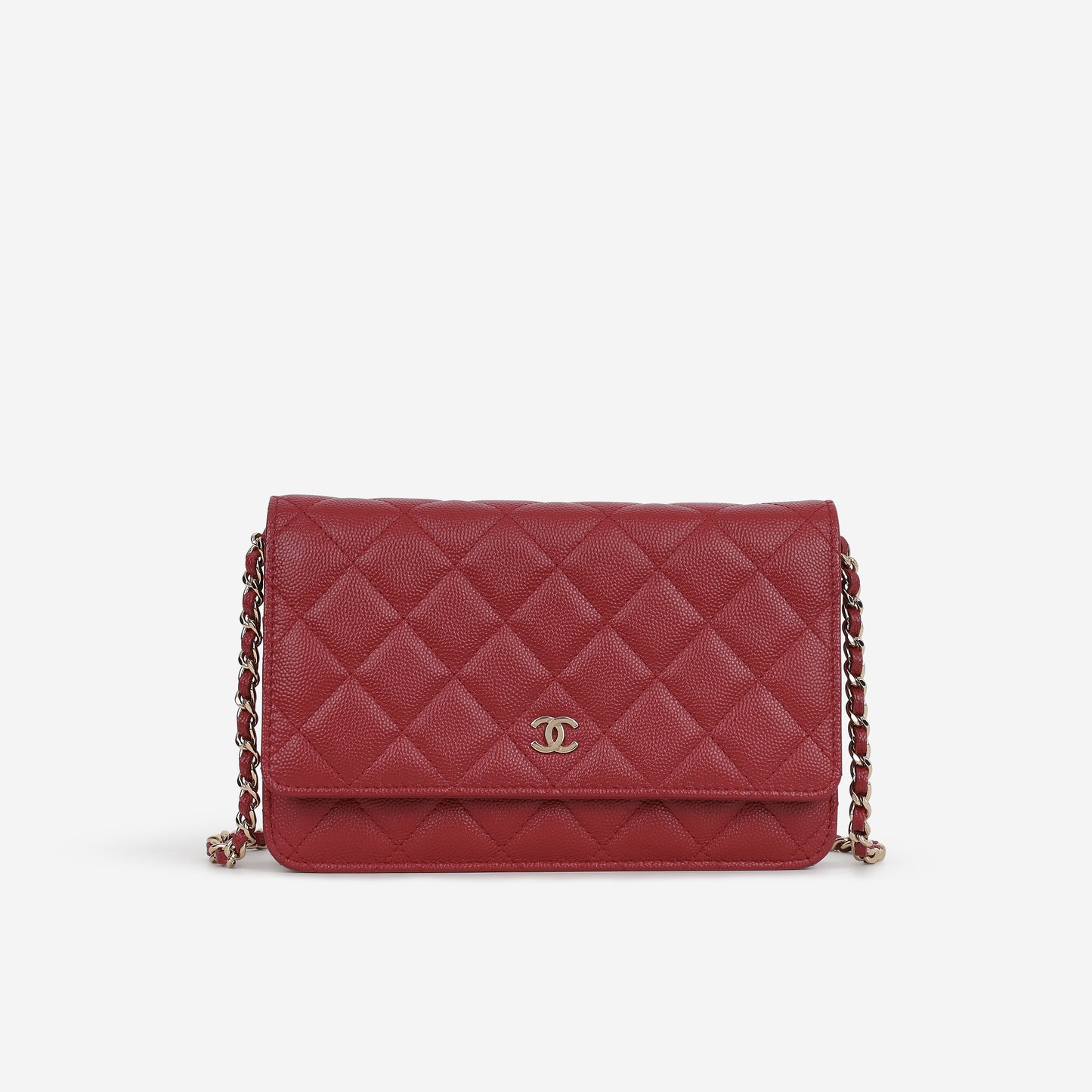 Chanel Classic Wallet on Chain - Red Caviar | Champagne Gold Hardware