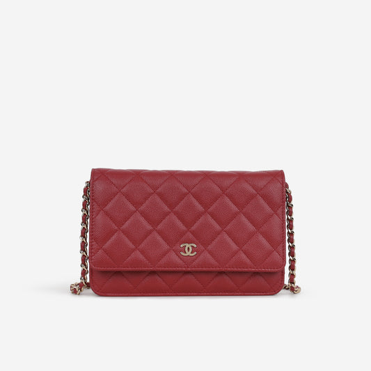 Chanel Classic Wallet on Chain - Red Caviar | Champagne Gold Hardware