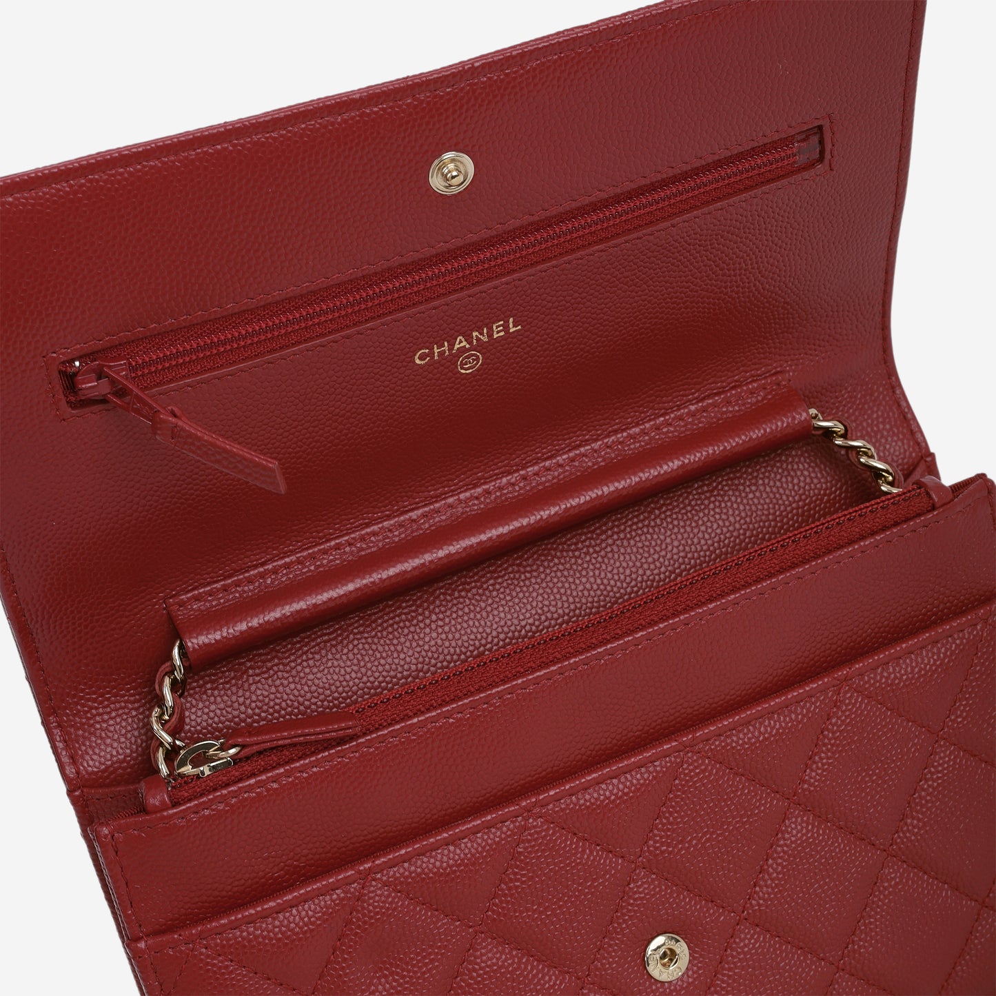 Chanel Classic Wallet on Chain - Red Caviar | Champagne Gold Hardware