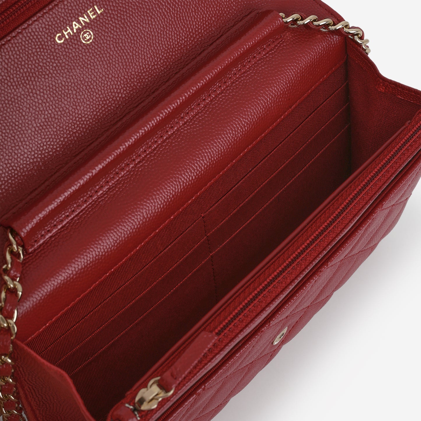 Chanel Classic Wallet on Chain - Red Caviar | Champagne Gold Hardware