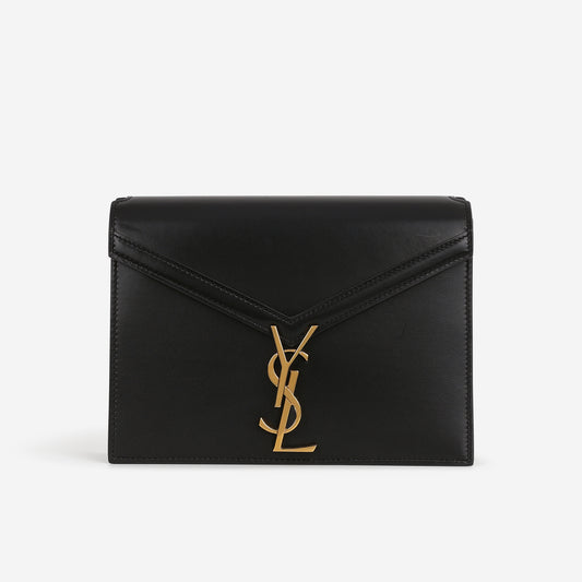 Saint Laurent Cassandra Shoulder Bag - Black Smooth Calfskin | Gold Hardware