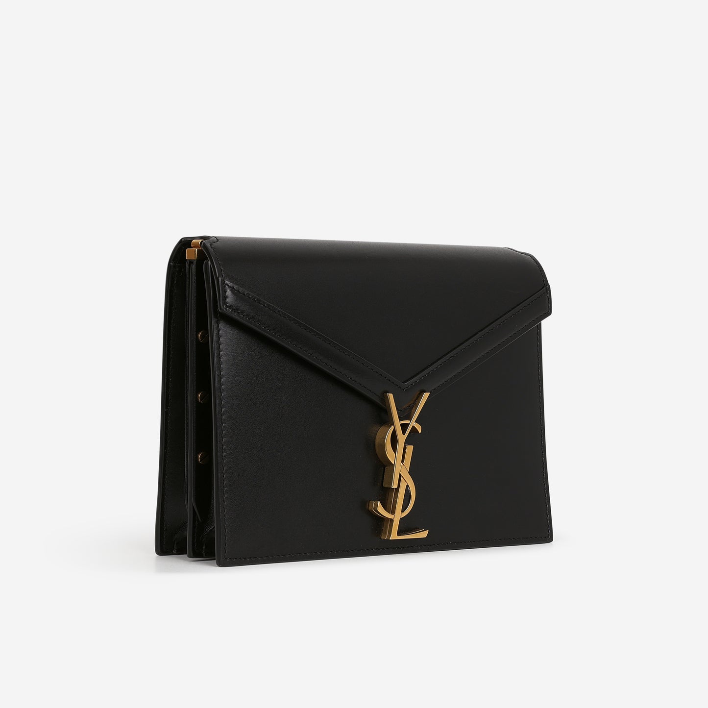 Saint Laurent Cassandra Shoulder Bag - Black Smooth Calfskin | Gold Hardware