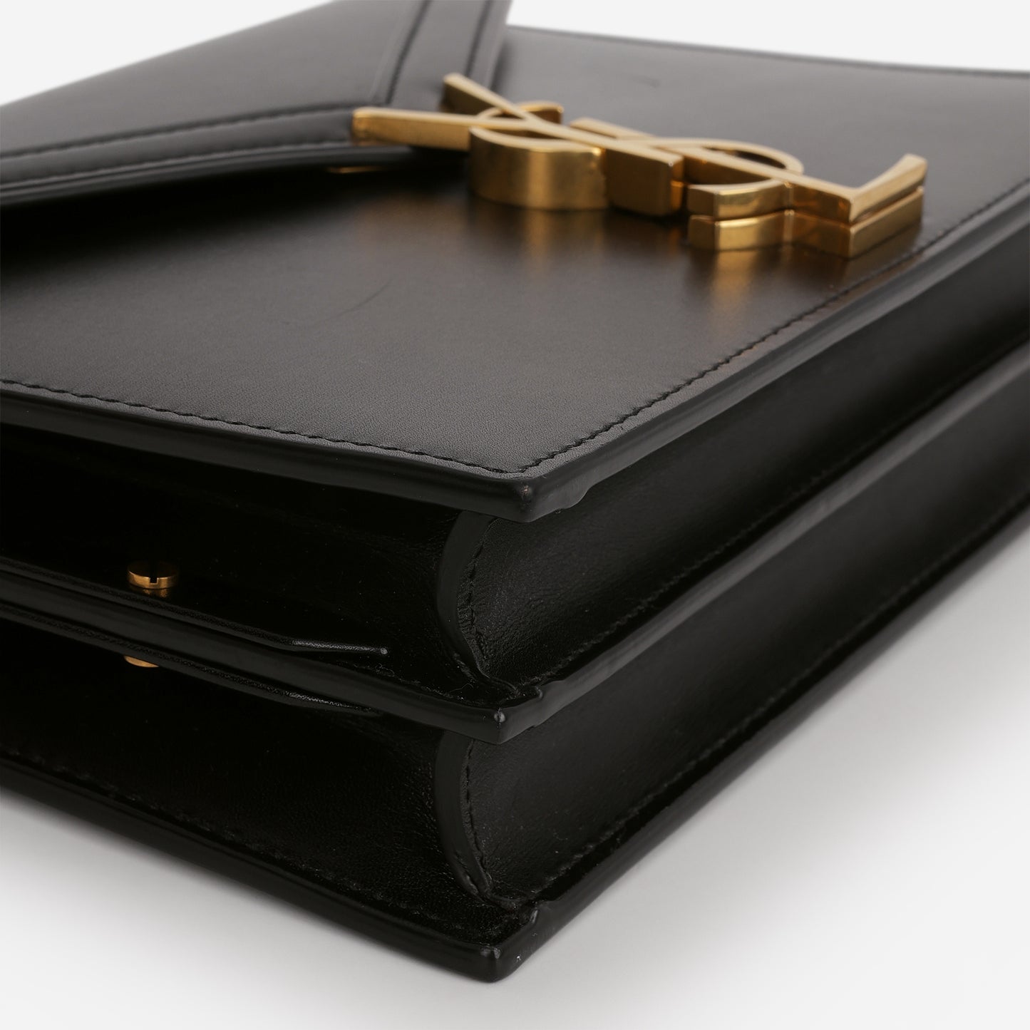 Saint Laurent Cassandra Shoulder Bag - Black Smooth Calfskin | Gold Hardware