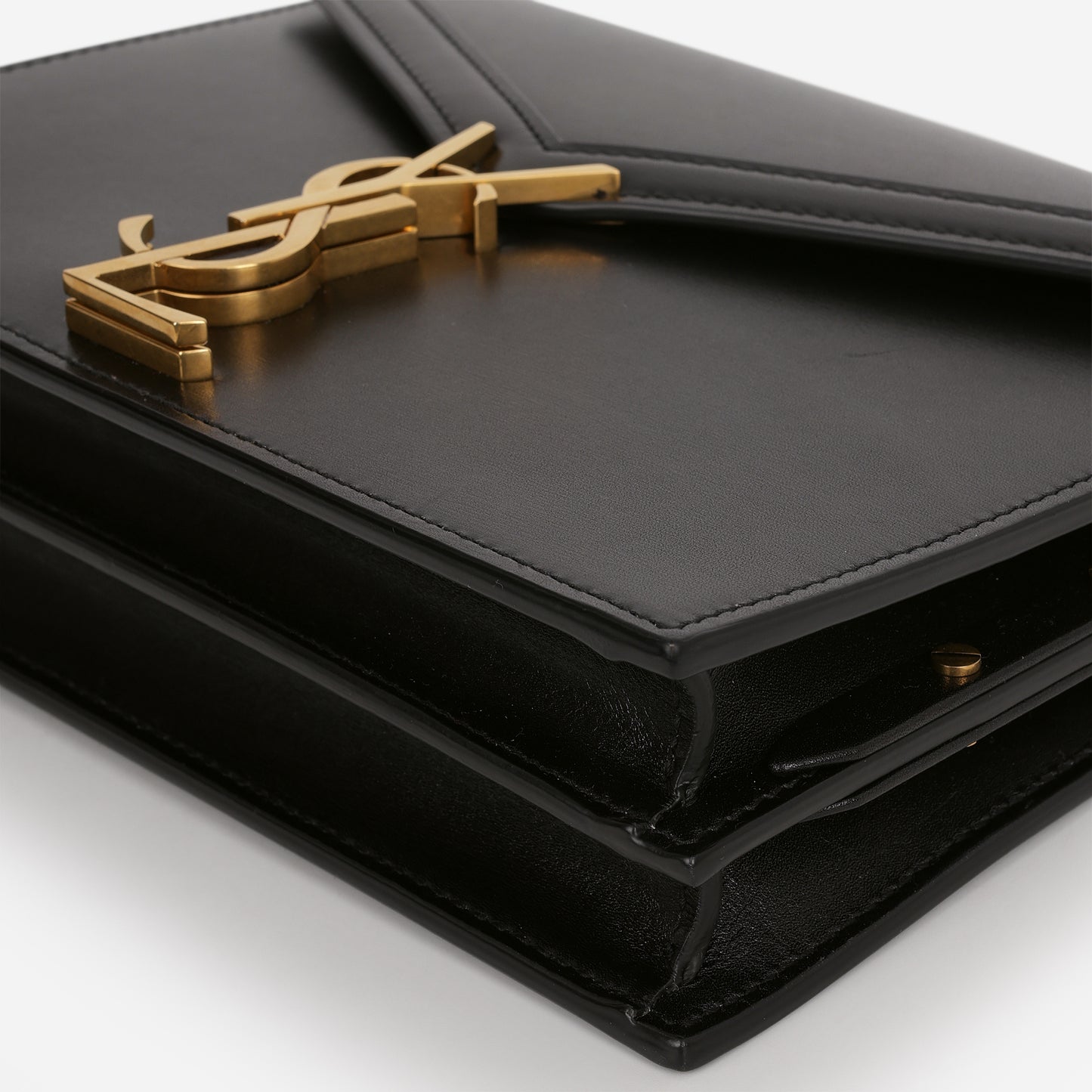 Saint Laurent Cassandra Shoulder Bag - Black Smooth Calfskin | Gold Hardware
