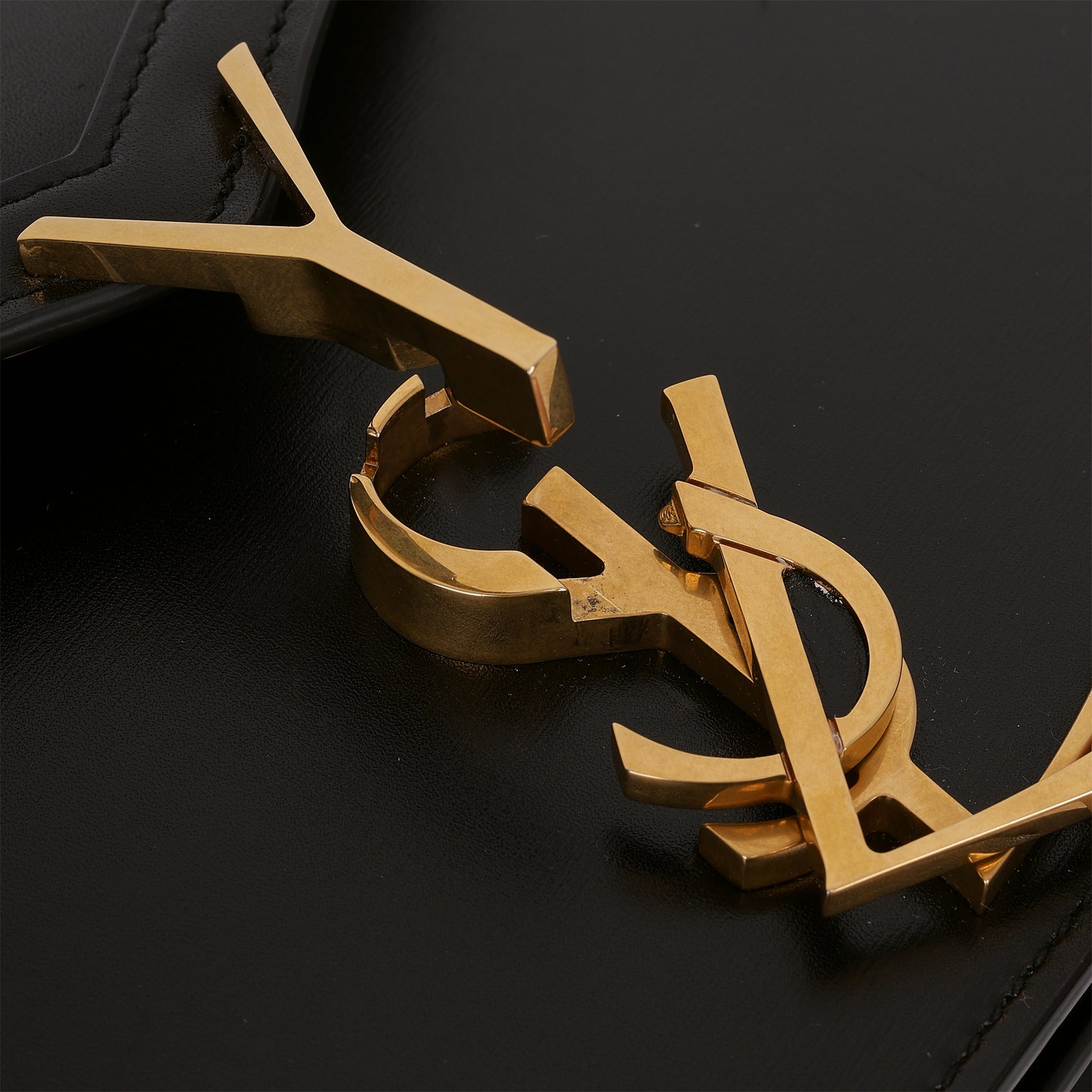Saint Laurent Cassandra Shoulder Bag - Black Smooth Calfskin | Gold Hardware