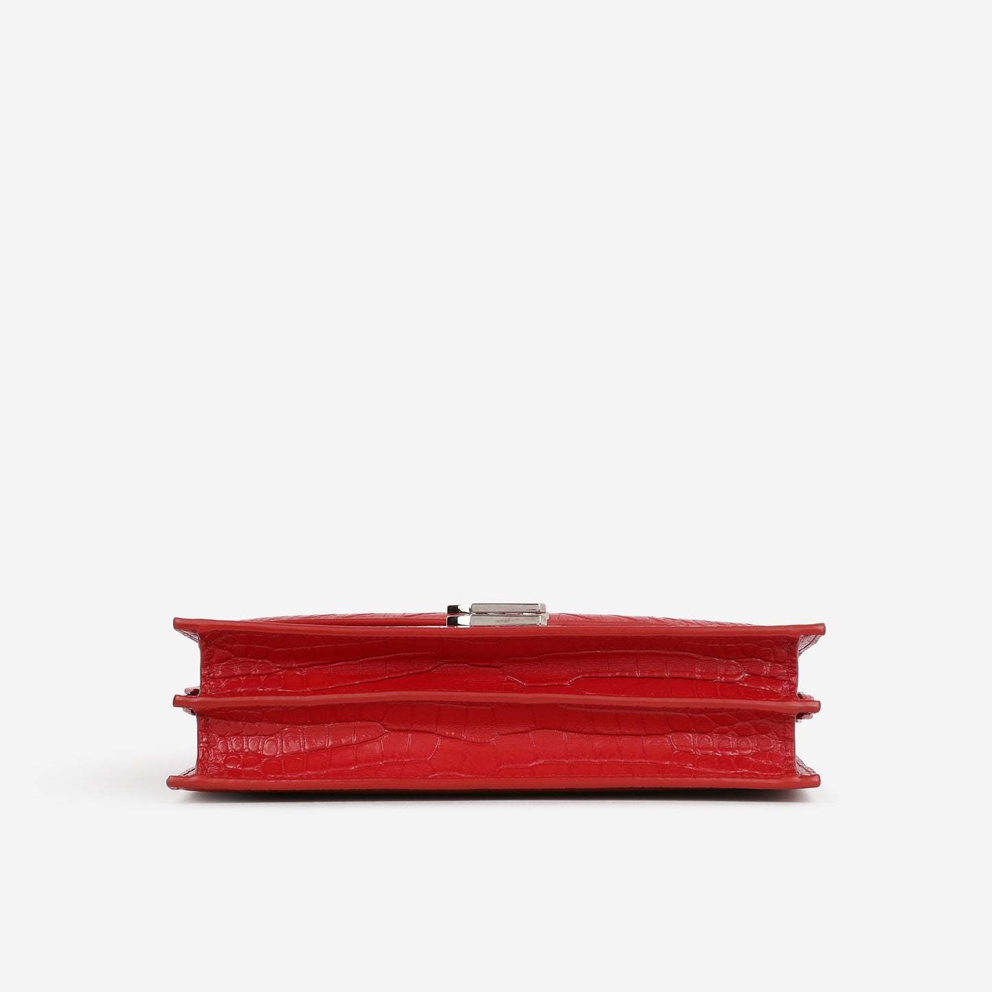 Saint Laurent Cassandra Shoulder Bag - Red Croc Embosed Calfskin | Silver Hardware