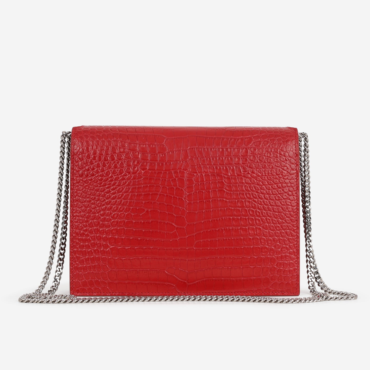 Saint Laurent Cassandra Shoulder Bag - Red Croc Embosed Calfskin | Silver Hardware