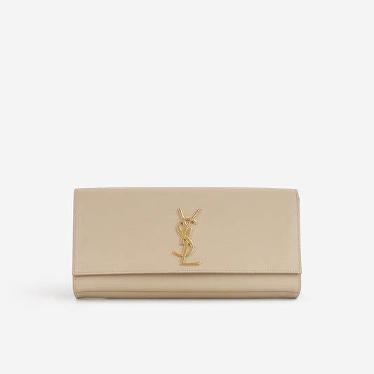 Saint Laurent Kate Clutch - Beige Grained Leather | Gold Hardware