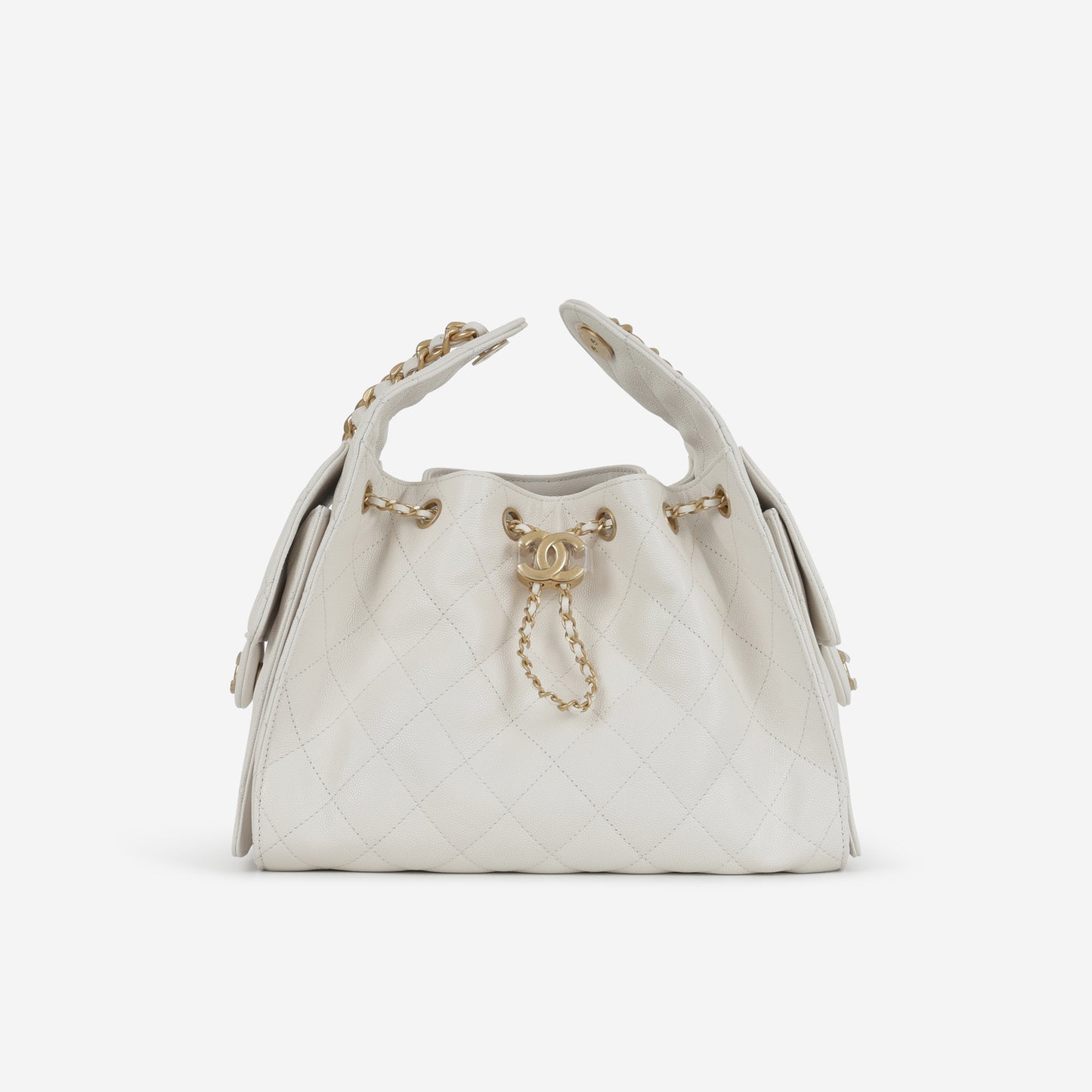 Chanel Small 25 Hobo - White Caviar | Aged Gold Hardware