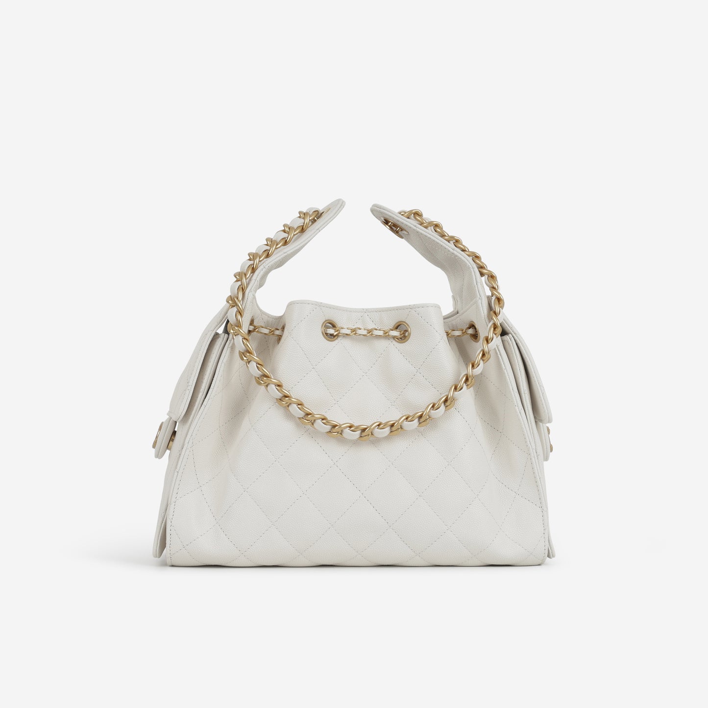 Chanel Small 25 Hobo - White Caviar | Aged Gold Hardware
