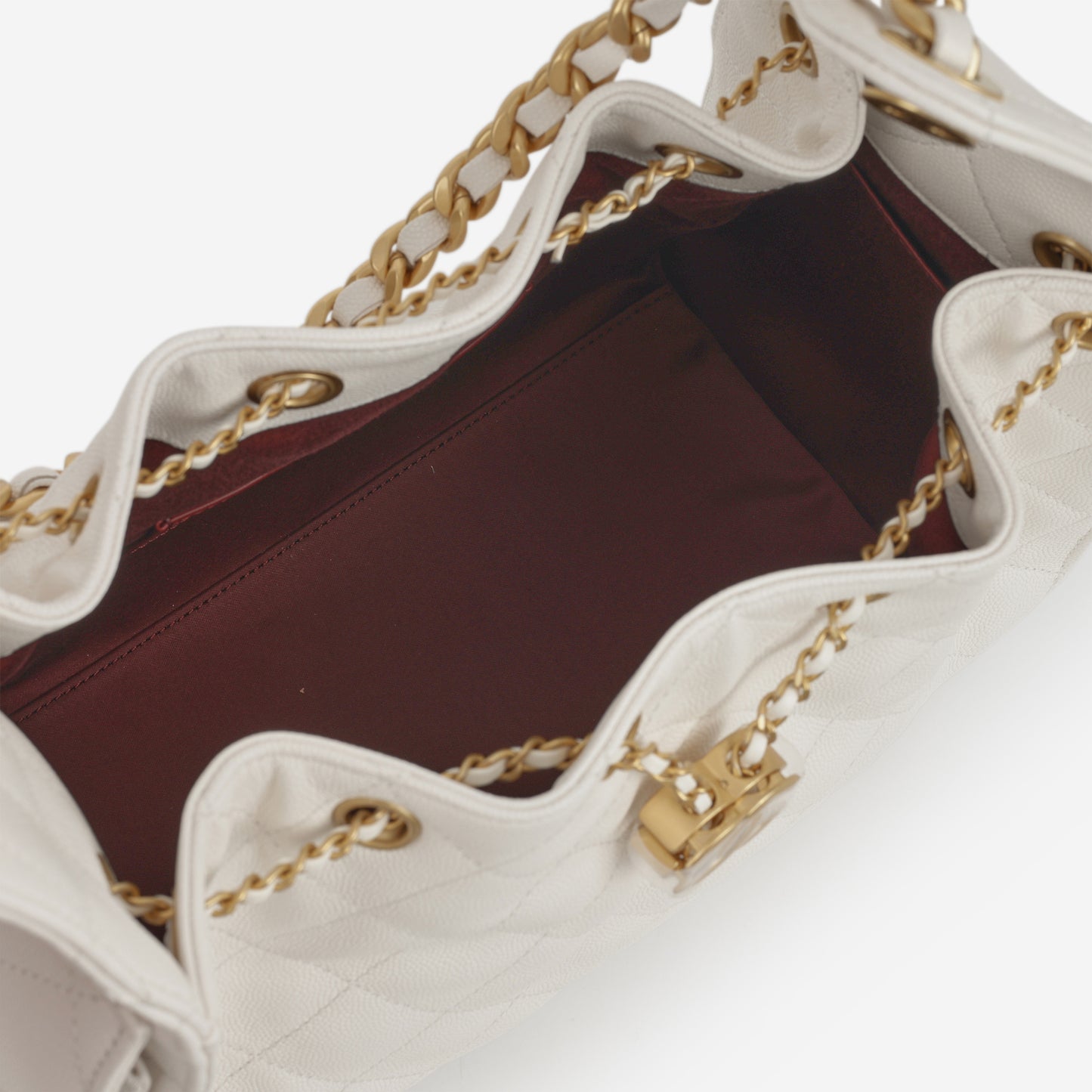 Chanel Small 25 Hobo - White Caviar | Aged Gold Hardware