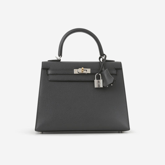 Hermès Kelly 25 - Plomb Epsom | Electrum Hardware