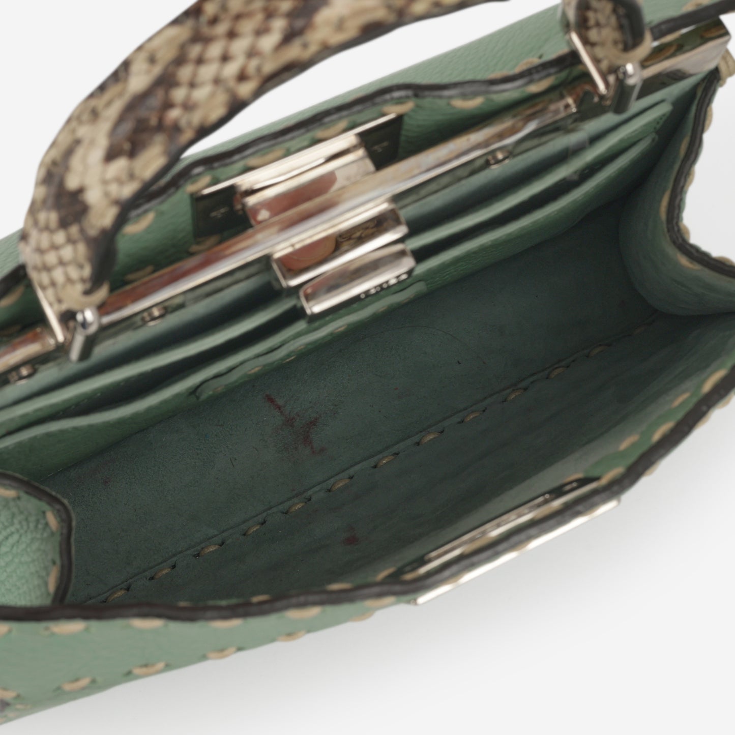Fendi Small Peekaboo ISeeU - Green Taurillon | Silver Hardware