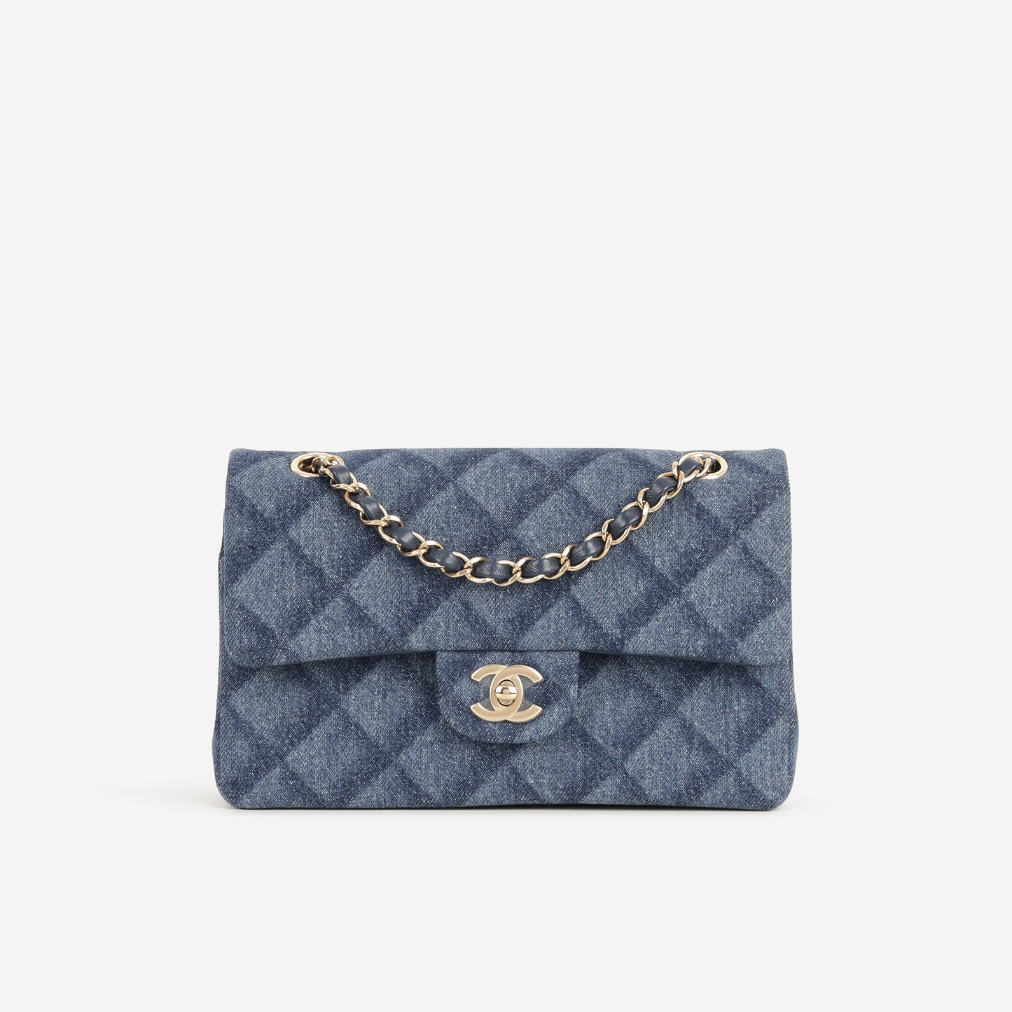 Chanel Small Classic Flap - Dark Denim Tromp L'oeil | Champagne Gold Hardware
