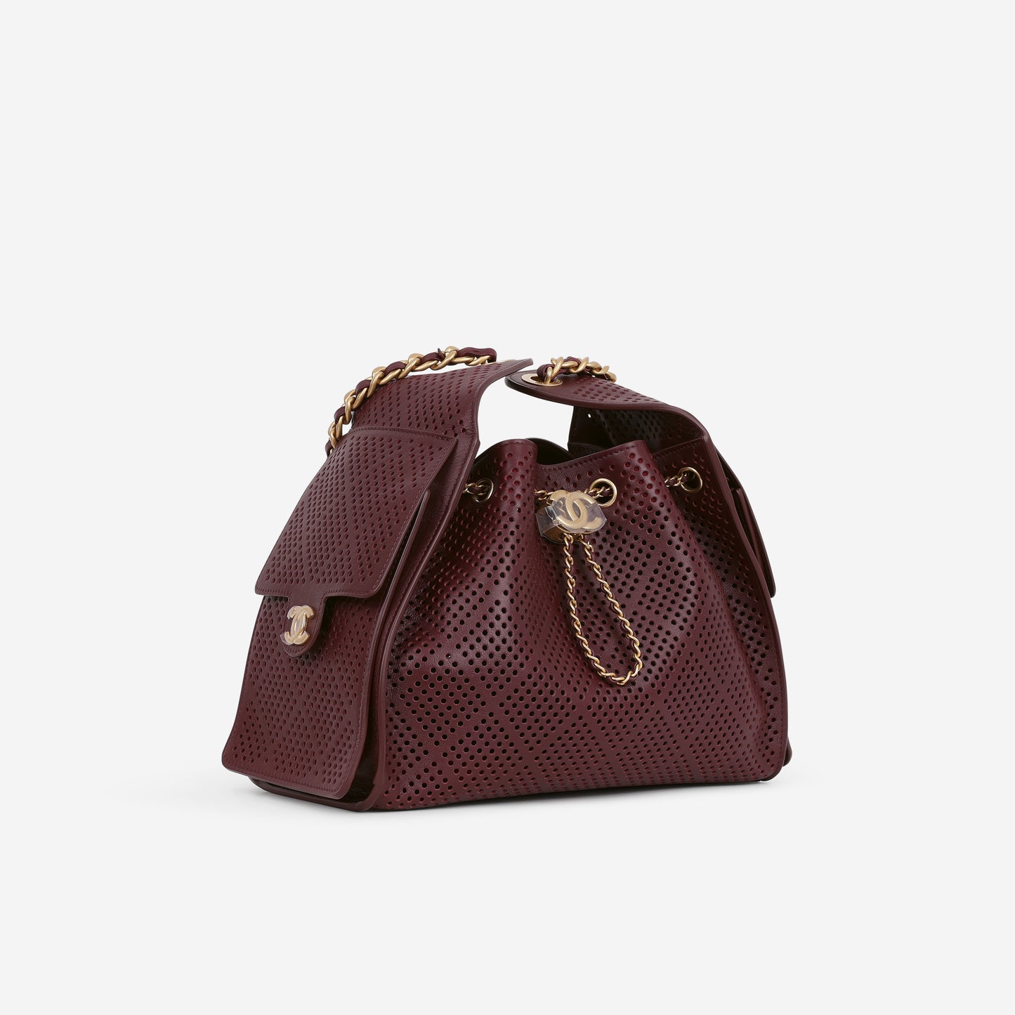 Chanel Small 25 Hobo - Perforated Burgundy Calfskin | Gold Hardware