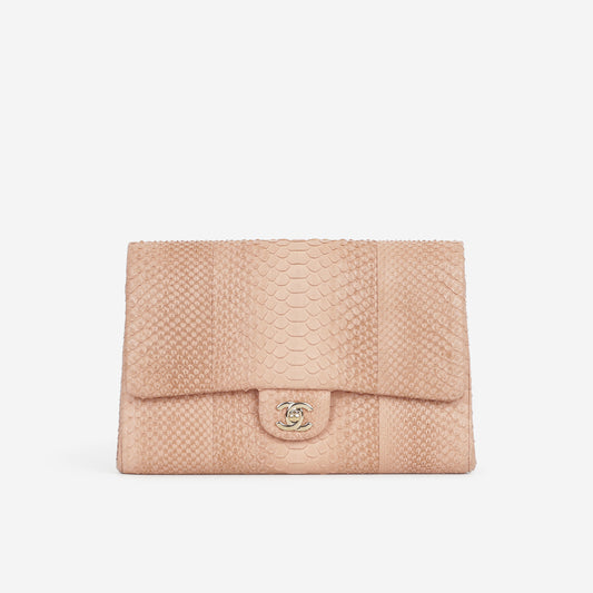 Chanel Classic Timeless Clutch On Chain - Blush Pink Python | Champagne Gold Hardware