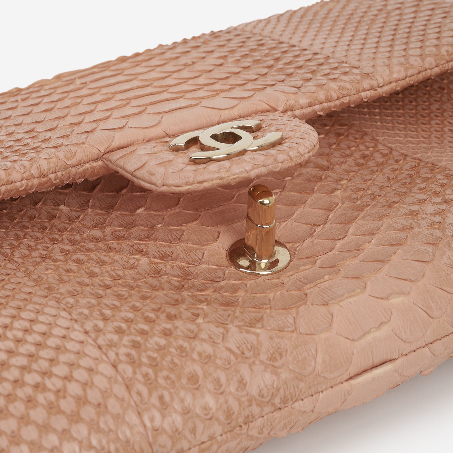 Chanel Classic Timeless Clutch On Chain - Blush Pink Python | Champagne Gold Hardware