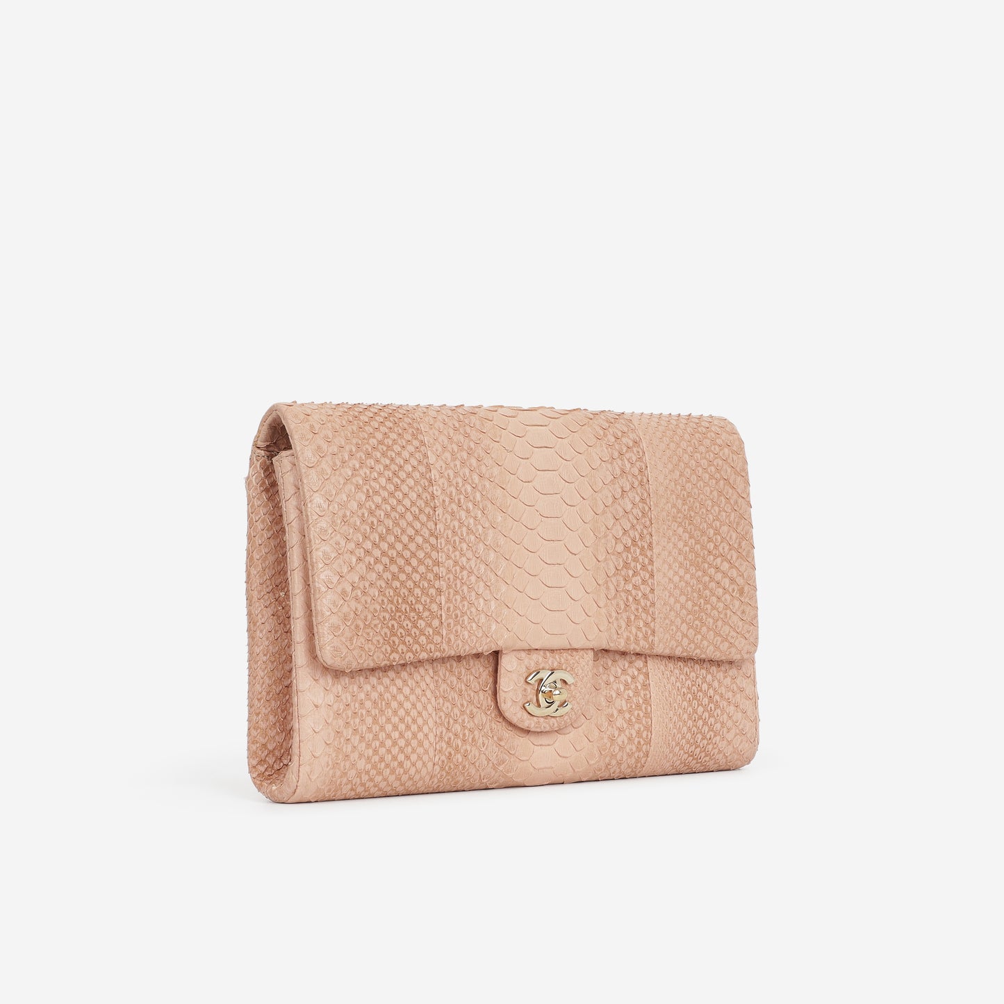 Chanel Classic Timeless Clutch On Chain - Blush Pink Python | Champagne Gold Hardware