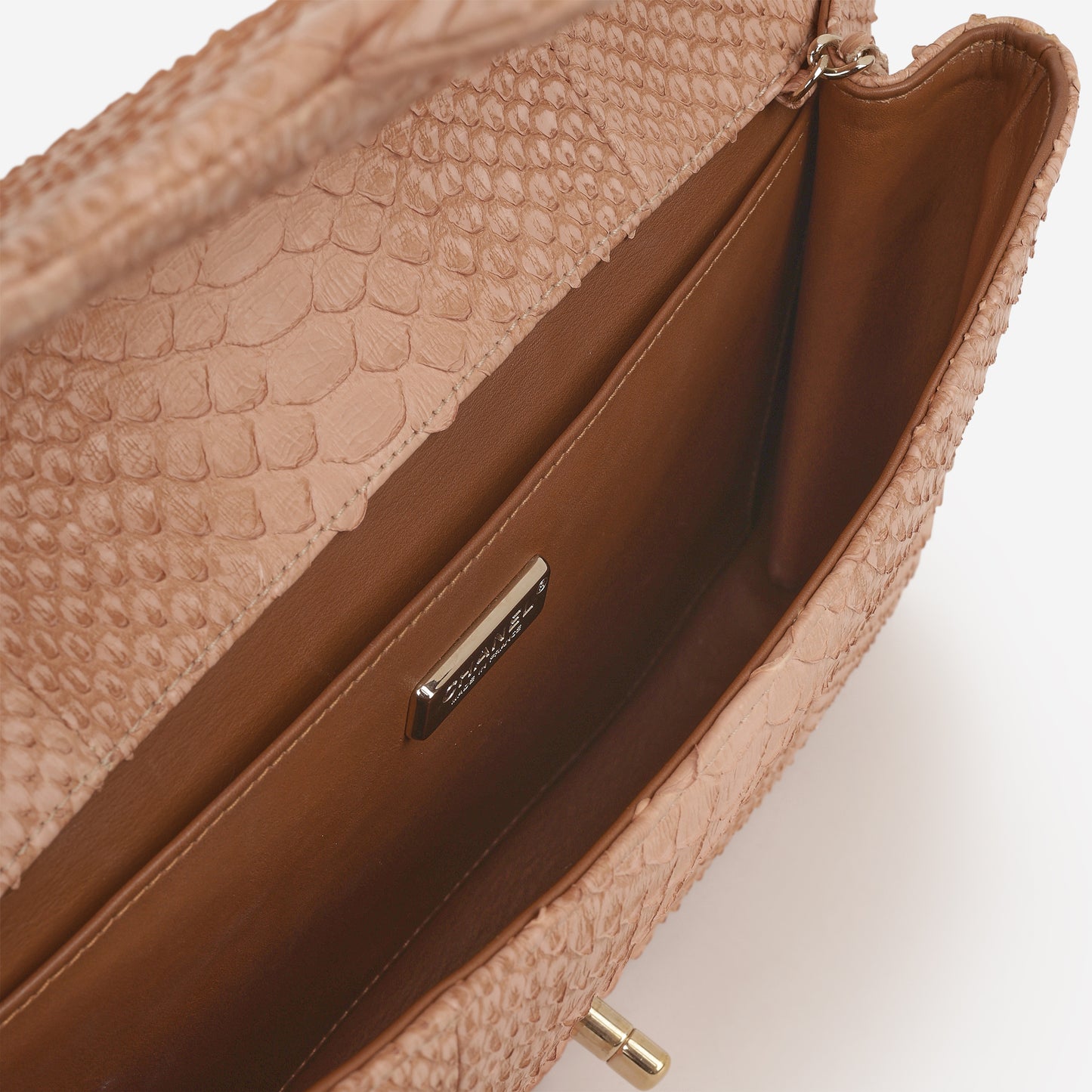 Chanel Classic Timeless Clutch On Chain - Blush Pink Python | Champagne Gold Hardware