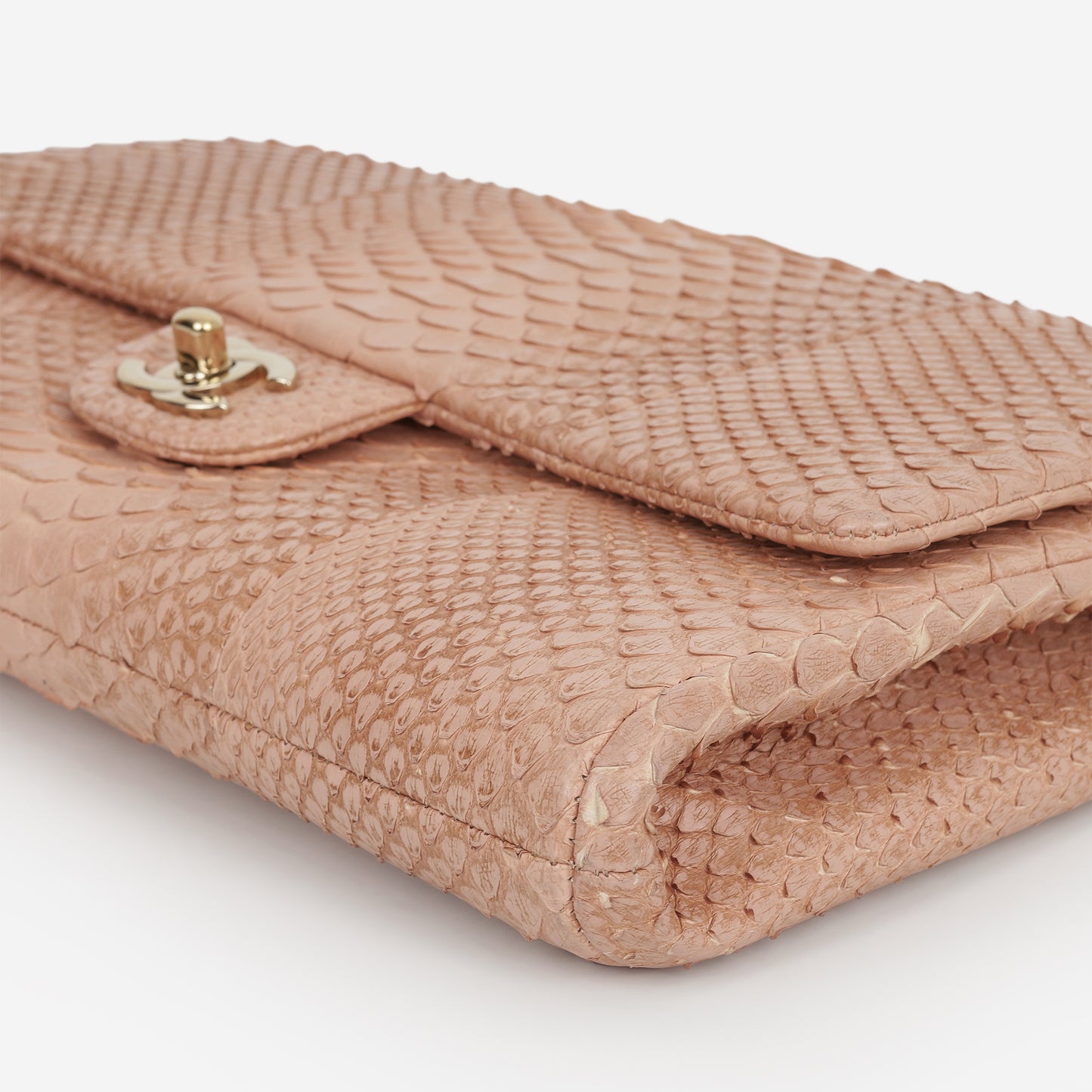 Chanel Classic Timeless Clutch On Chain - Blush Pink Python | Champagne Gold Hardware