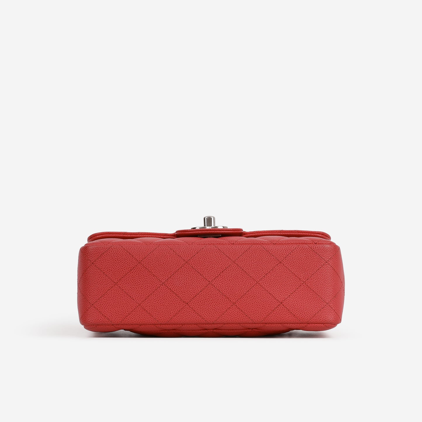 Chanel Mini Rectangular - Coral Red Matte Caviar | Silver Hardware
