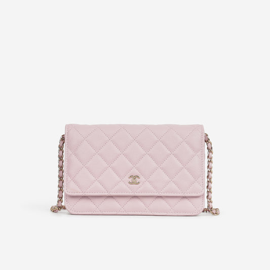 Chanel Classic Wallet on Chain - Pink Caviar | Champagne Gold Hardware