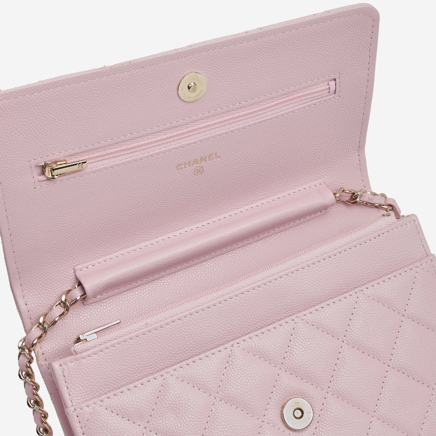 Chanel Classic Wallet on Chain - Pink Caviar | Champagne Gold Hardware
