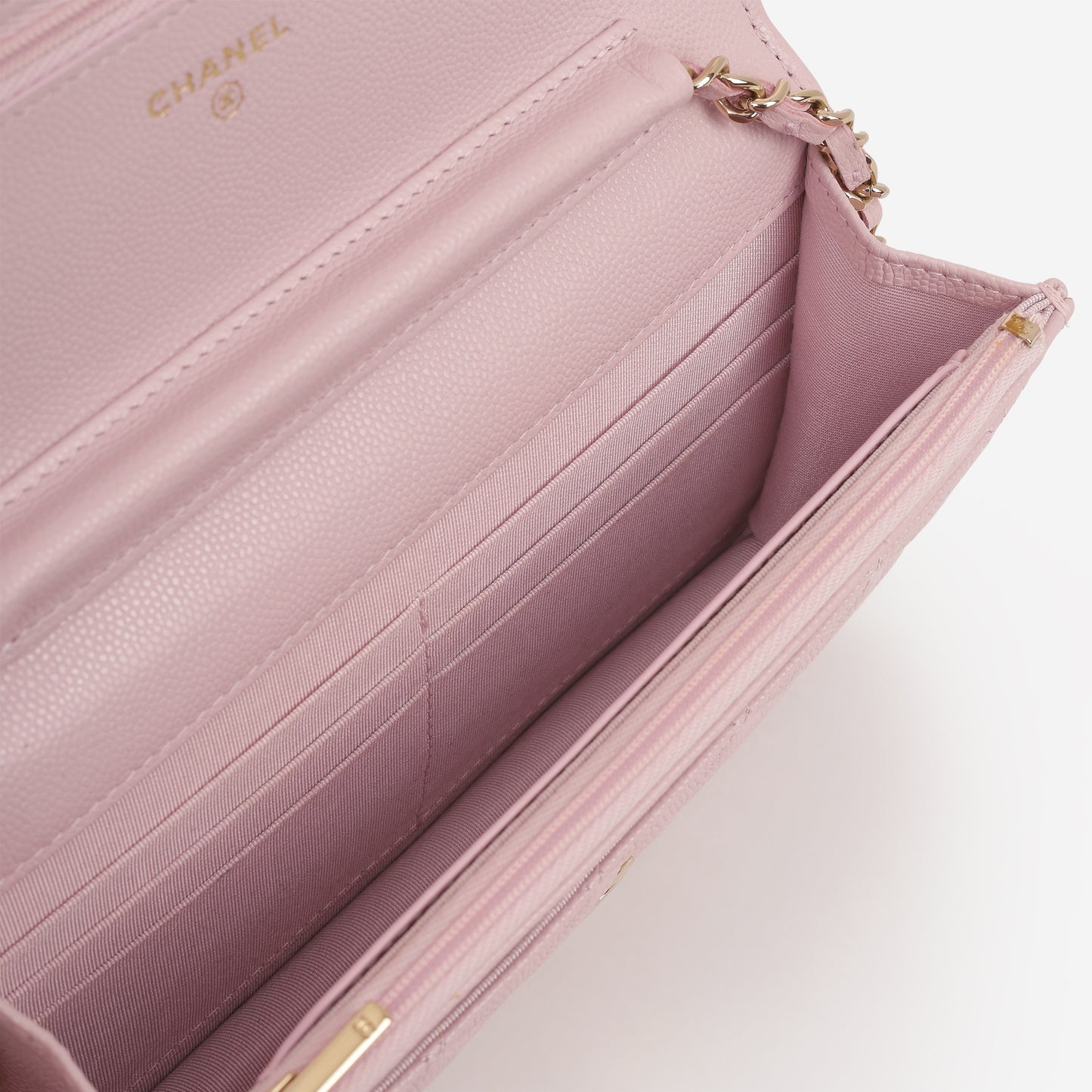 Chanel Classic Wallet on Chain - Pink Caviar | Champagne Gold Hardware
