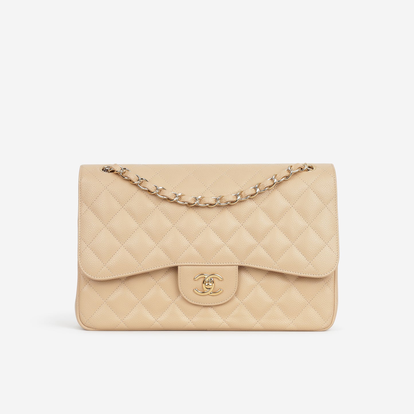 Chanel Classic Jumbo Double Flap - Beige Caviar | Gold Hardware