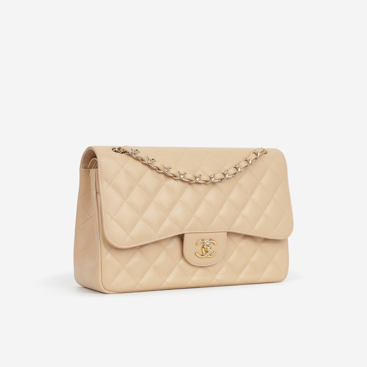 Chanel Classic Jumbo Double Flap - Beige Caviar | Gold Hardware