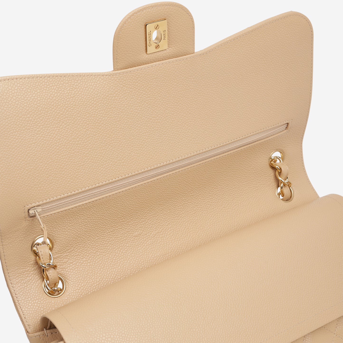Chanel Classic Jumbo Double Flap - Beige Caviar | Gold Hardware