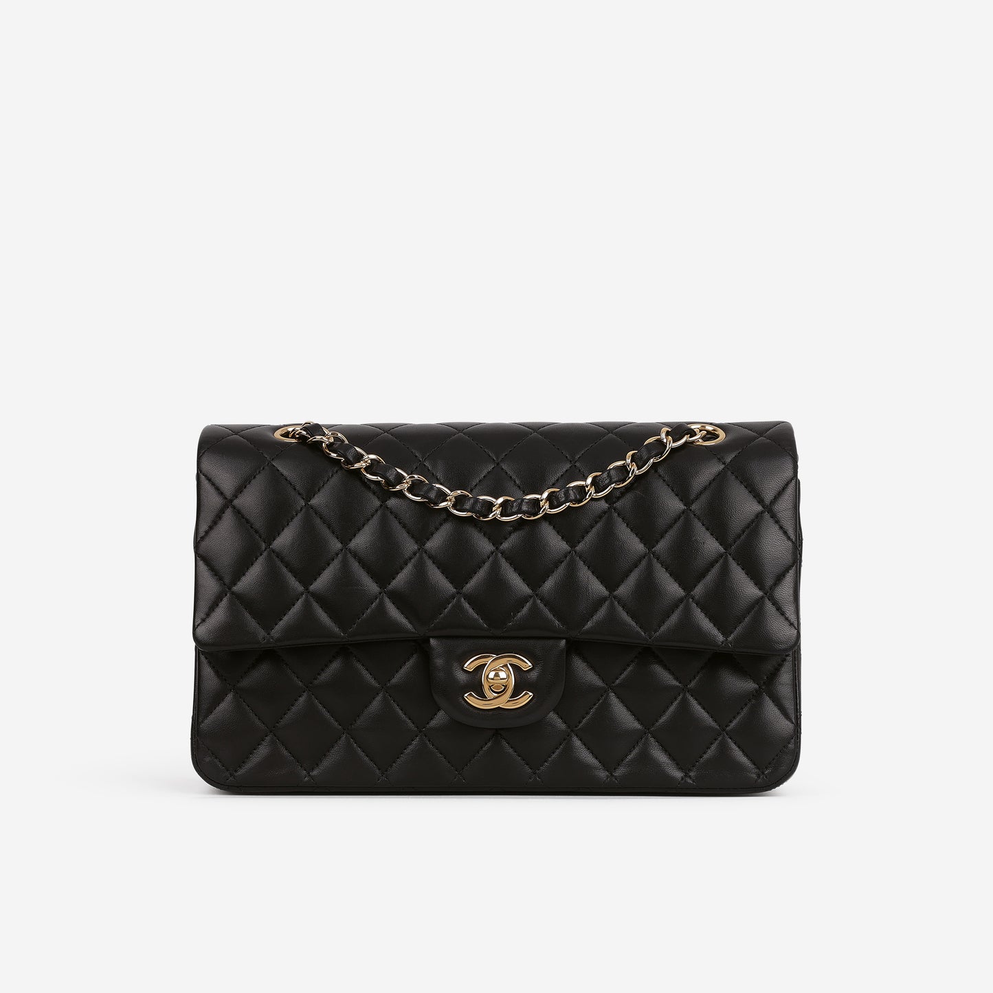 Chanel Medium Classic Flap - Black Lambskin | Champagne Gold Hardware