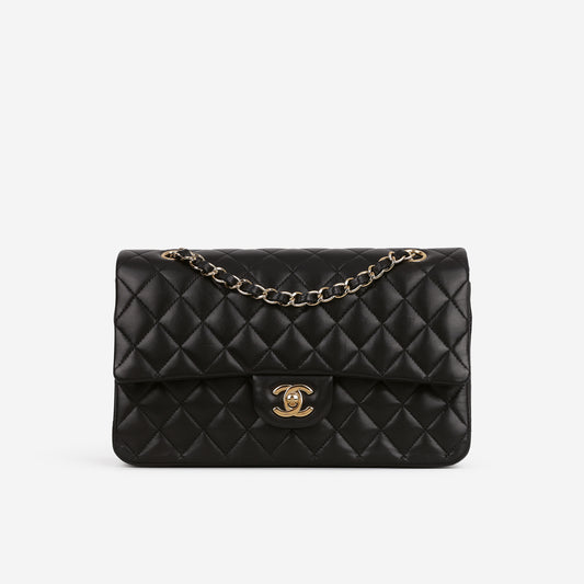 Chanel Medium Classic Flap - Black Lambskin | Champagne Gold Hardware