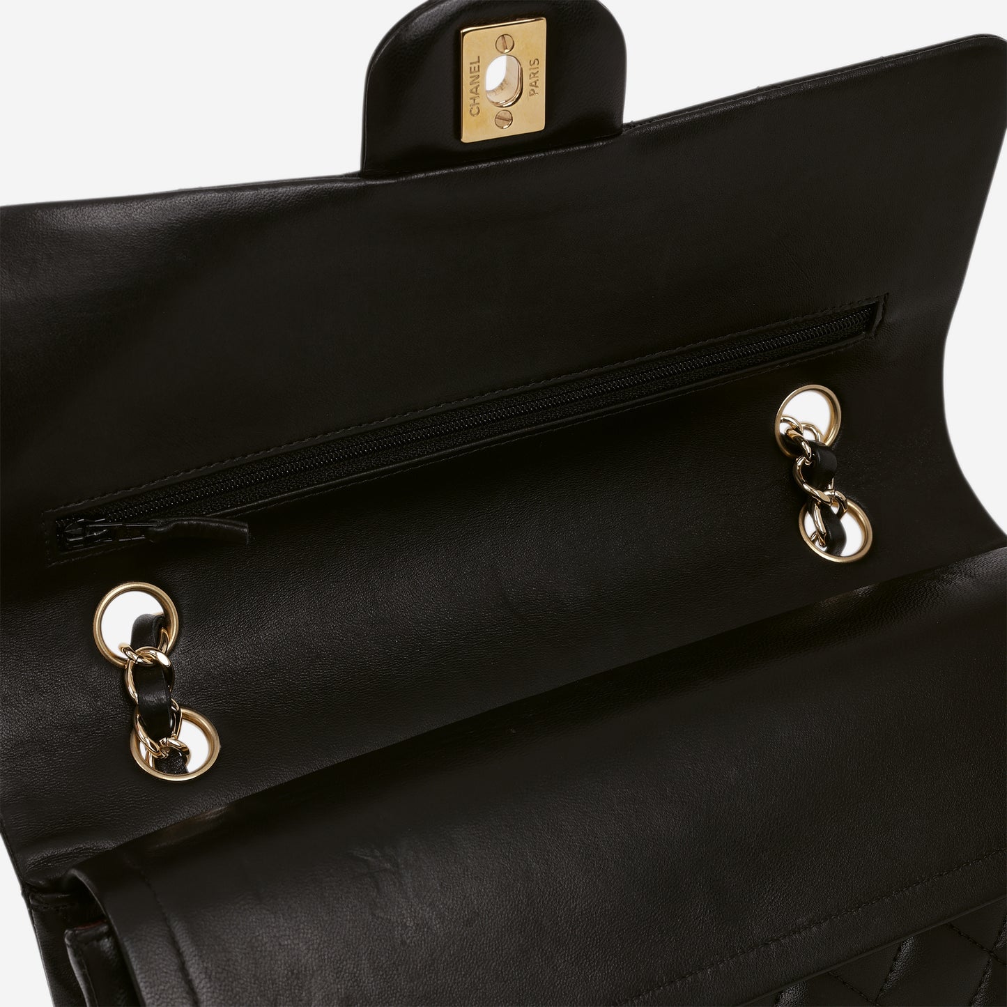 Chanel Medium Classic Flap - Black Lambskin | Champagne Gold Hardware